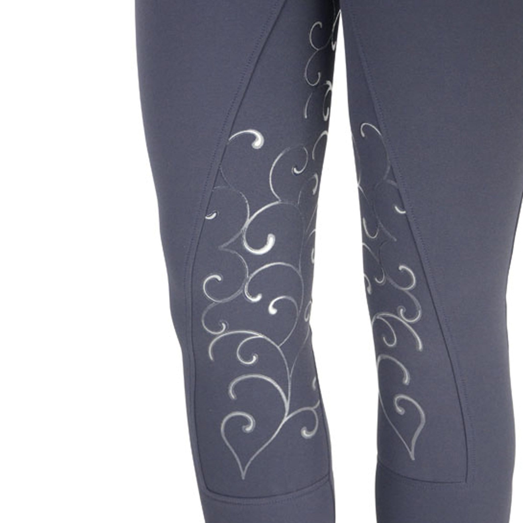 HyPerformance Chester Silicone Full Seat Breeches 11136 Navy Silicone Knee Print Detail