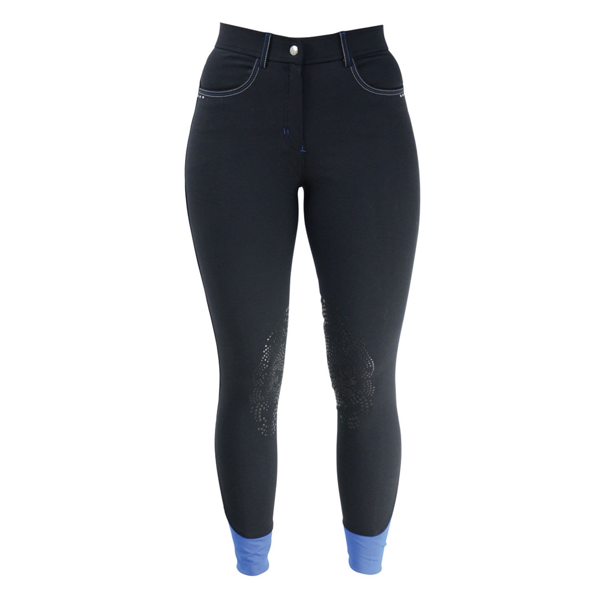 Hyperformance Olympian Silicone Knee Patch Breeches - 30" (UK 14) · Black Panther and Blue