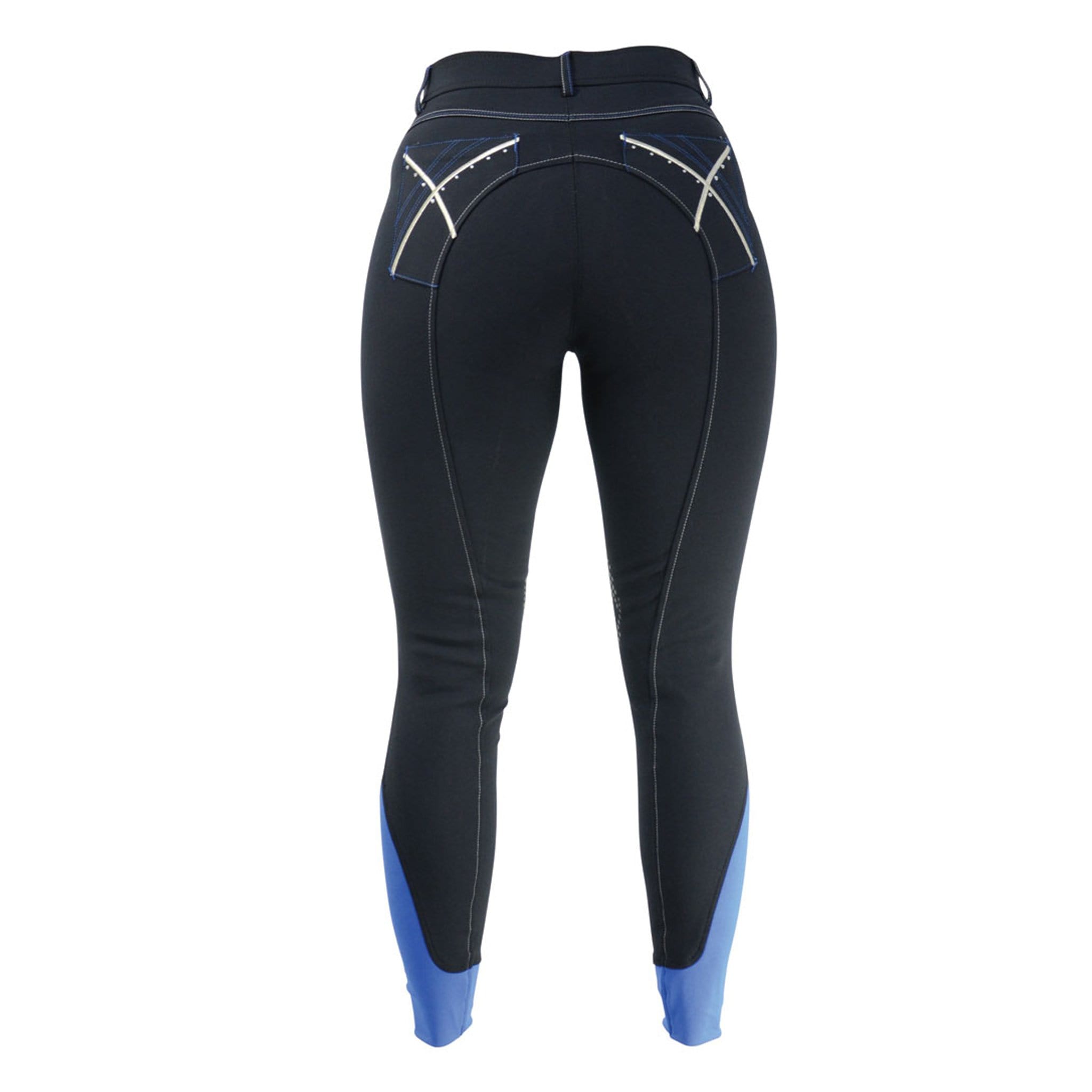 HyPerformance Olympian Silicone Knee Patch Breeches 18239 Black and Blue Rear