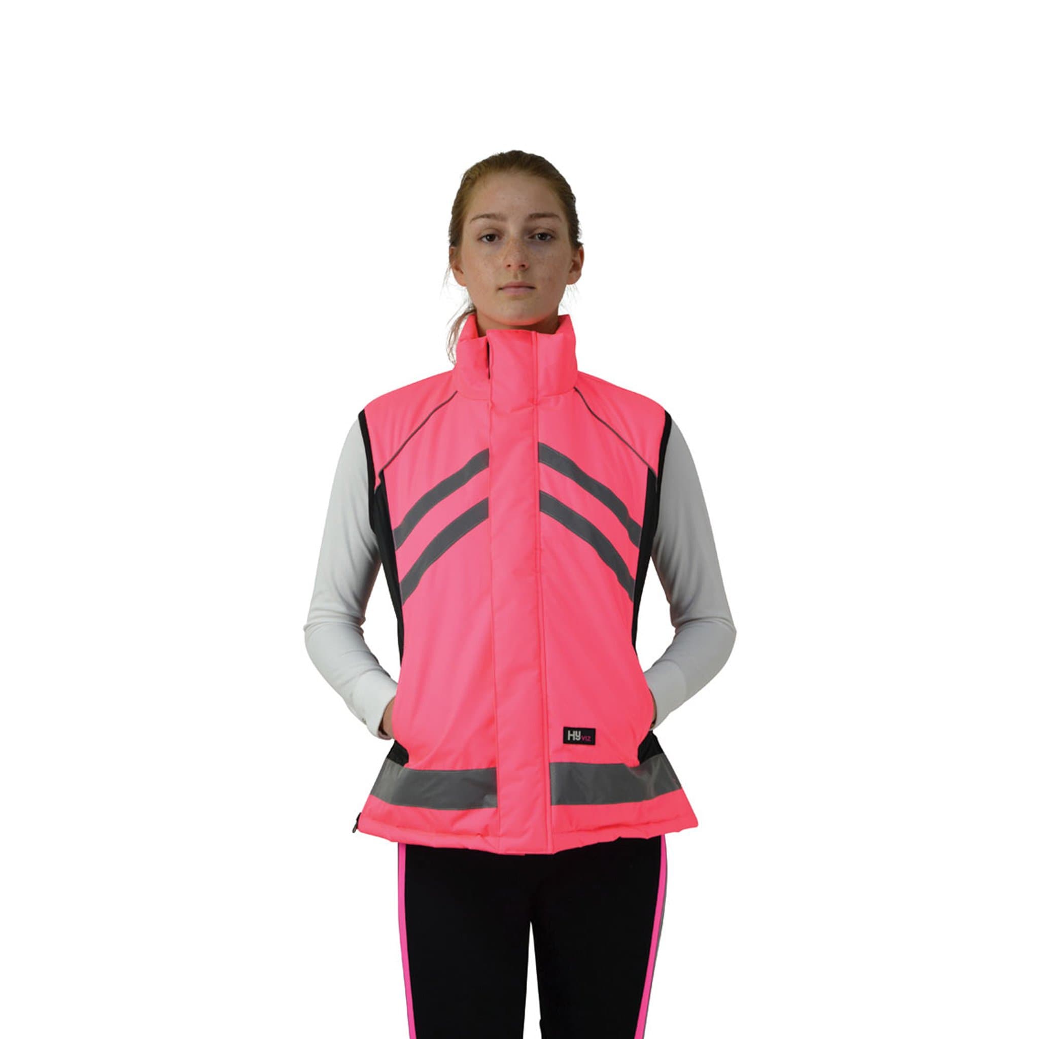 Hy Equestrian Hi Viz Padded Gilet - S · Pink