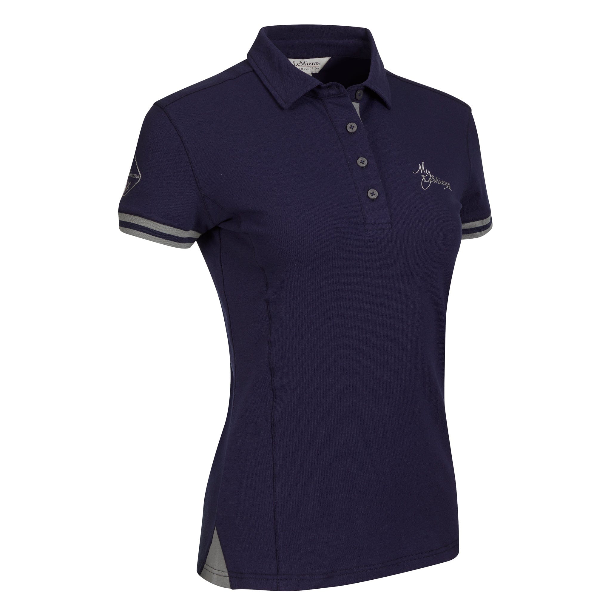 LeMieux Polo Shirt Navy and Grey 4904 Front Right View