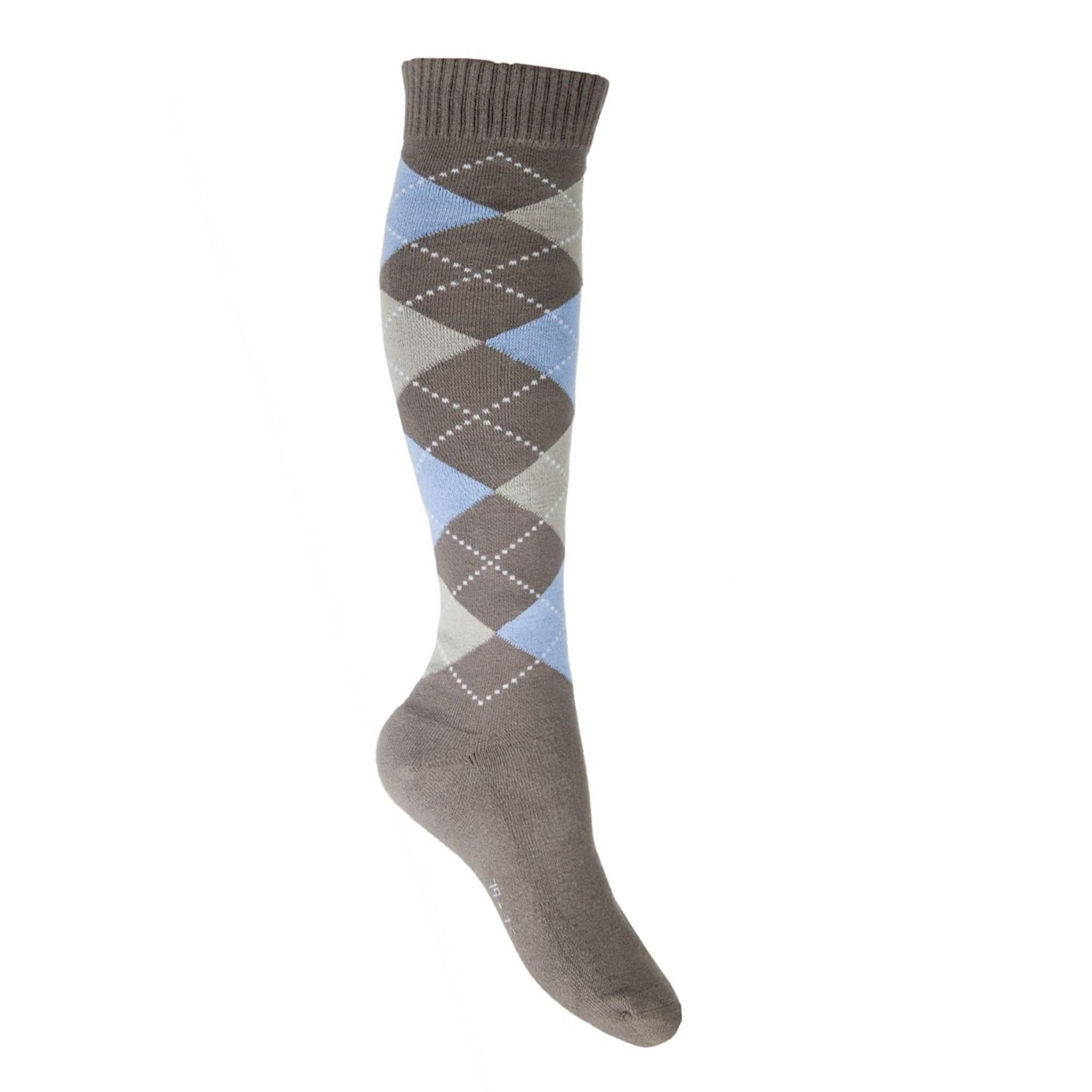 HKM Lemmy Riding Socks Brown And Baby Blue 10283