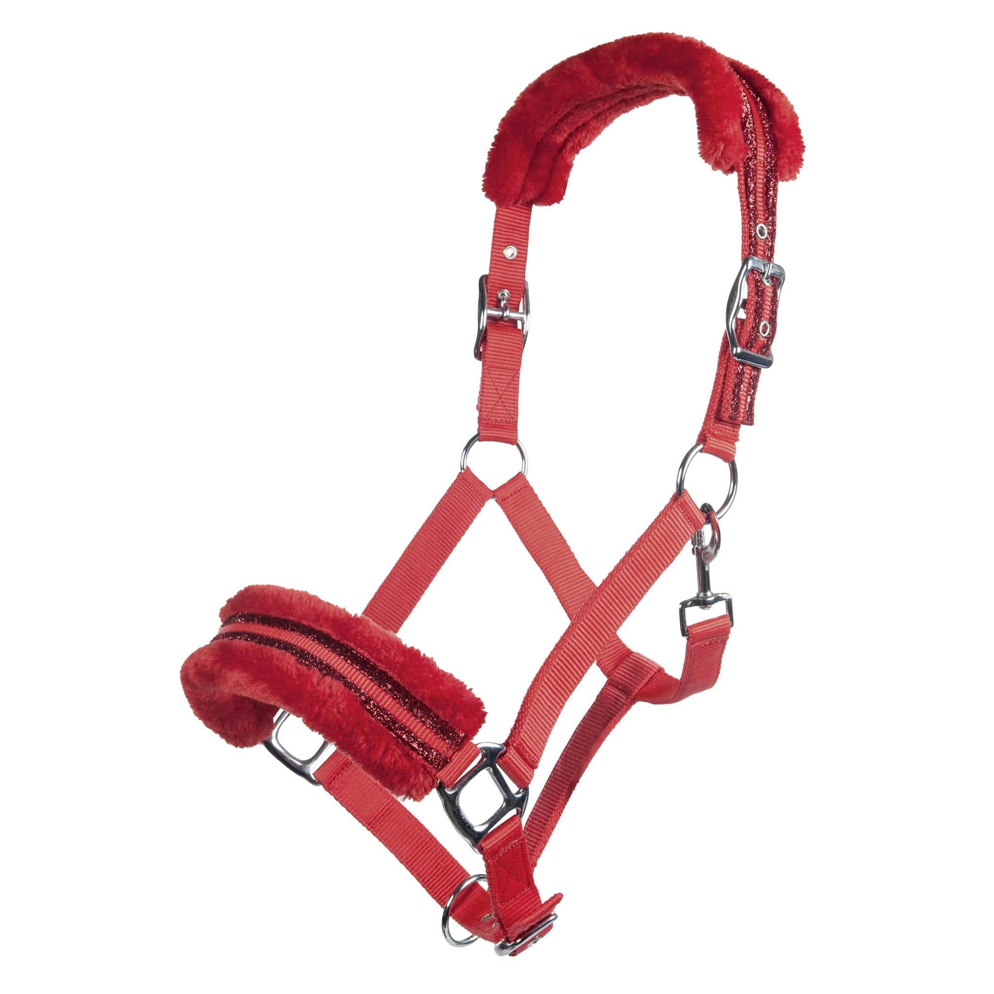 Hkm Nylon Glitter Headcollar - Pony · Red