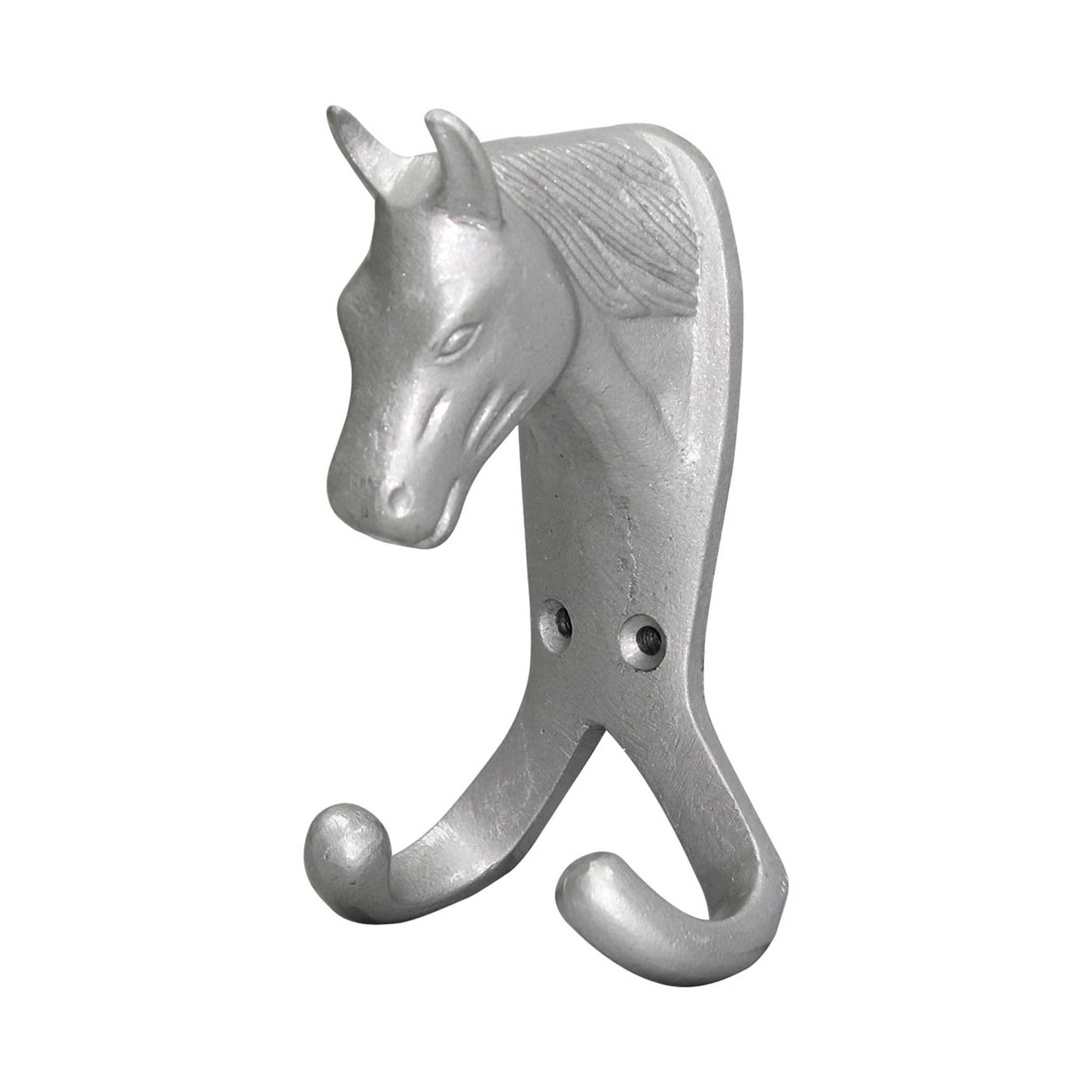 Perry Equestrian Horse Head Double Hook - Silver