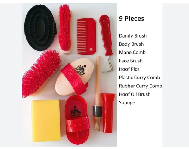 Equerry 9 Piece Adult Grooming Kit - Red