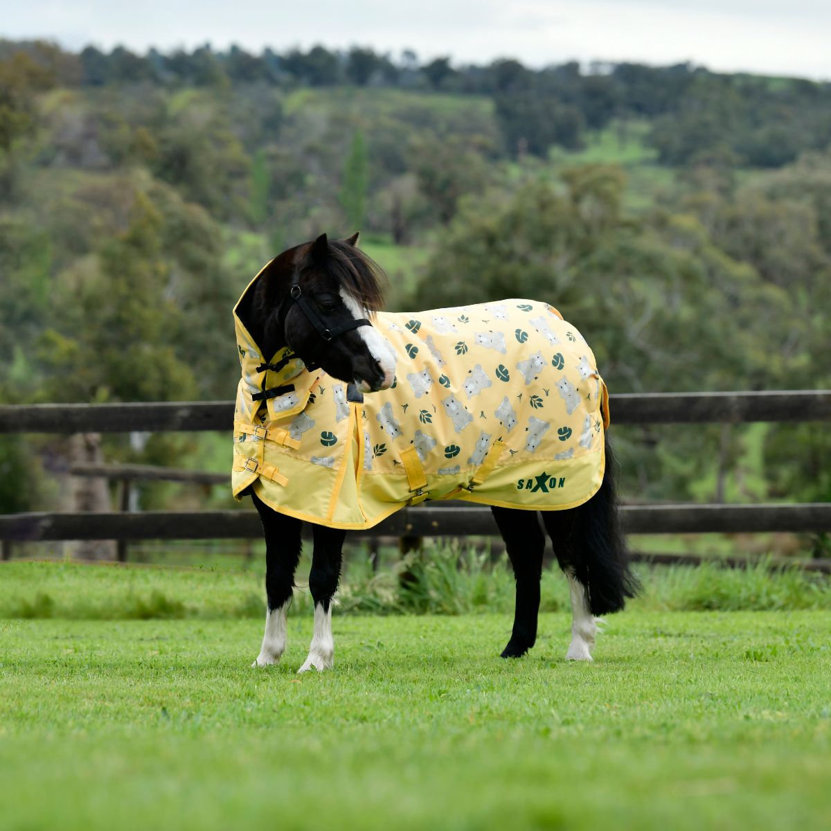 Saxon 600D Pony 180g Combo Neck Turnout Rug Rhino Print