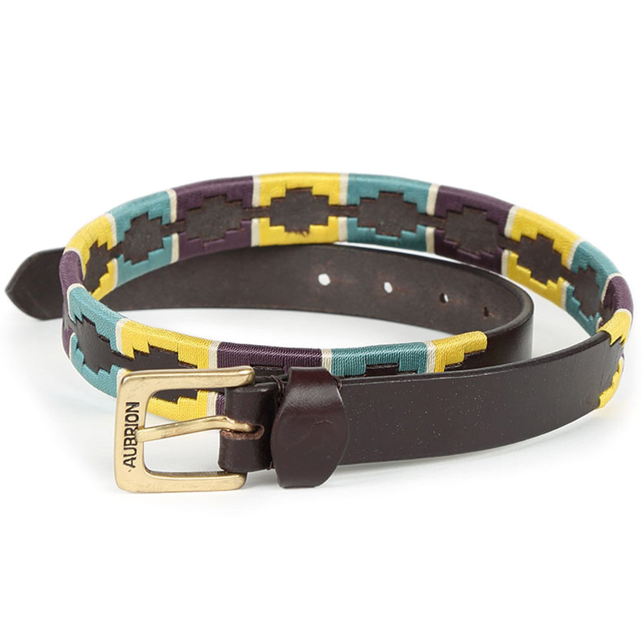 Shires Aubrion Drover Polo Belt Yellow, Green and Purple
