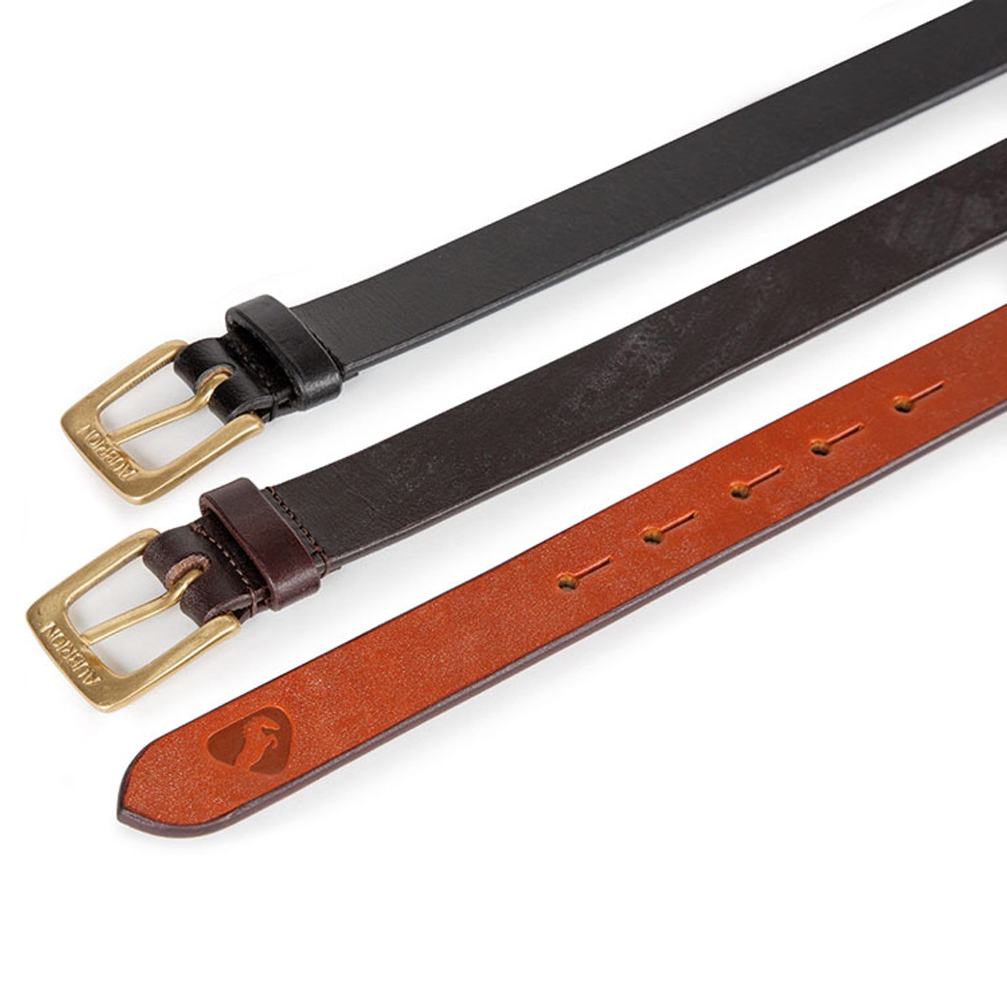 Shires Aubrion Leather Belt - Skinny (25mm) · 90cm · Tan