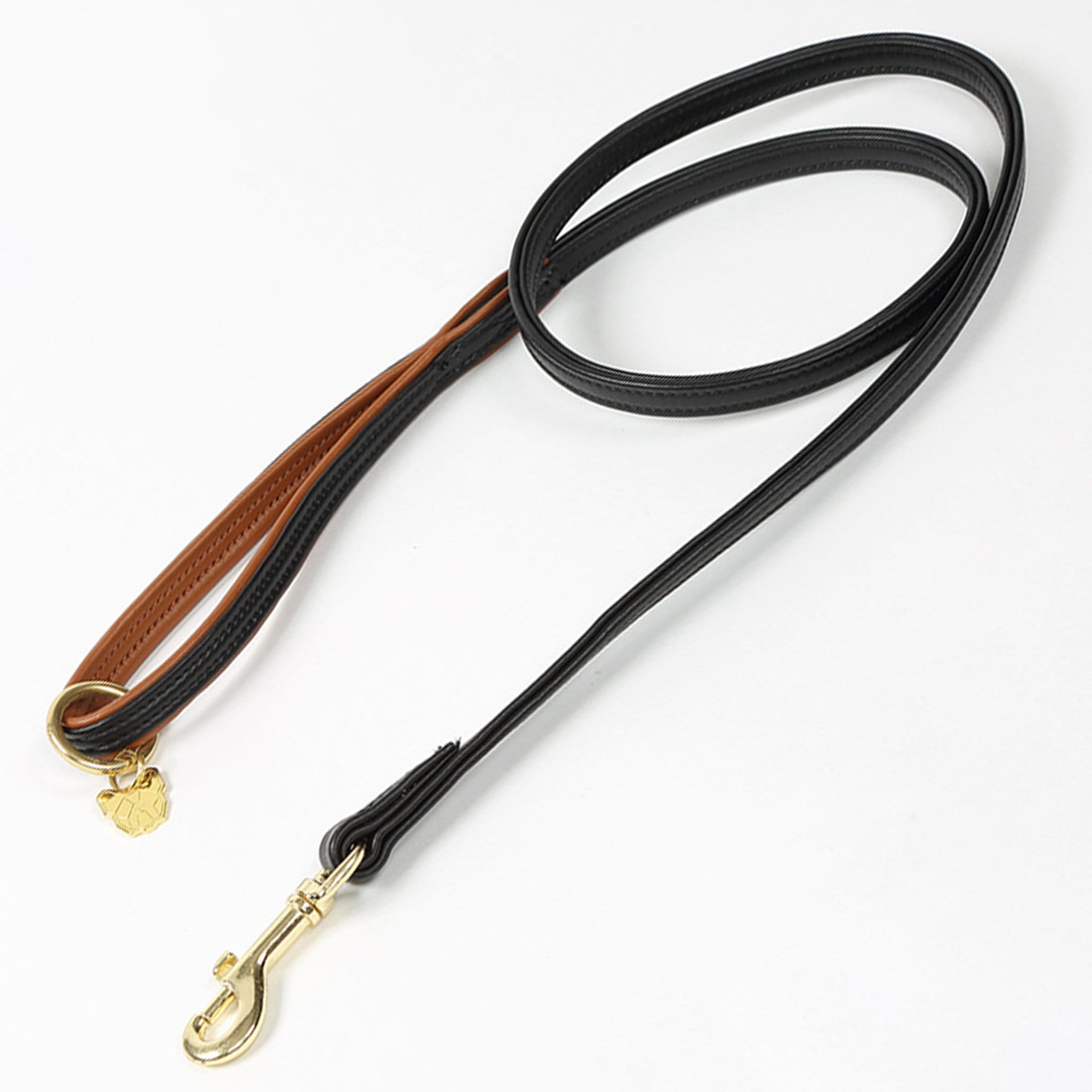 Shires Digby and Fox Padded Leather Dog Lead - 1.5CM · Black