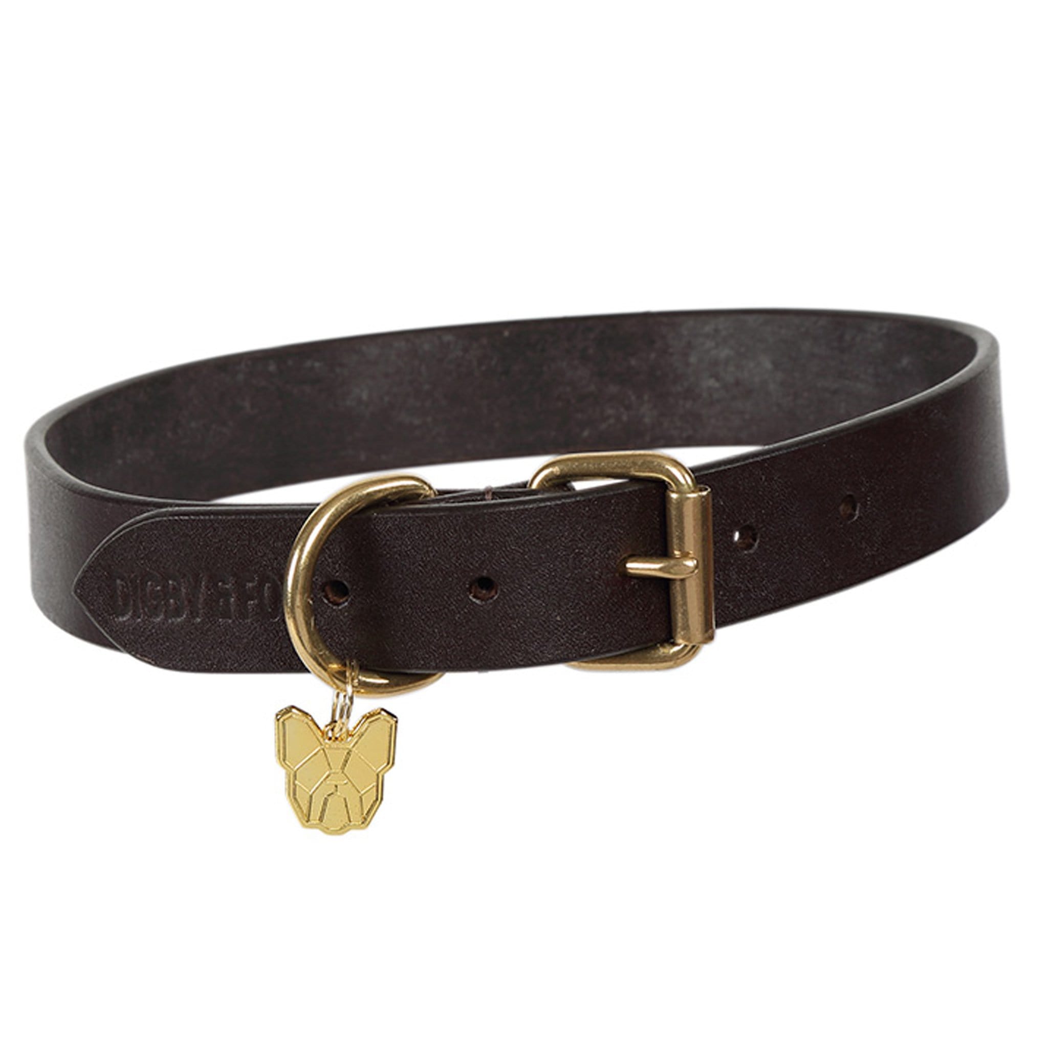 Shires Digby and Fox Flat Leather Dog Collar - L (44 - 52cm) · Brown