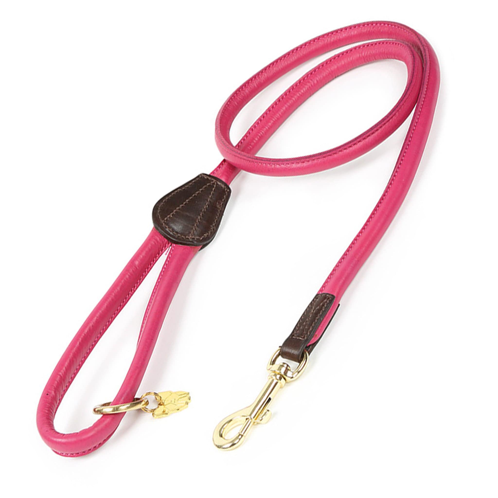 Shires Digby and Fox Rolled Leather Dog Lead - Pink