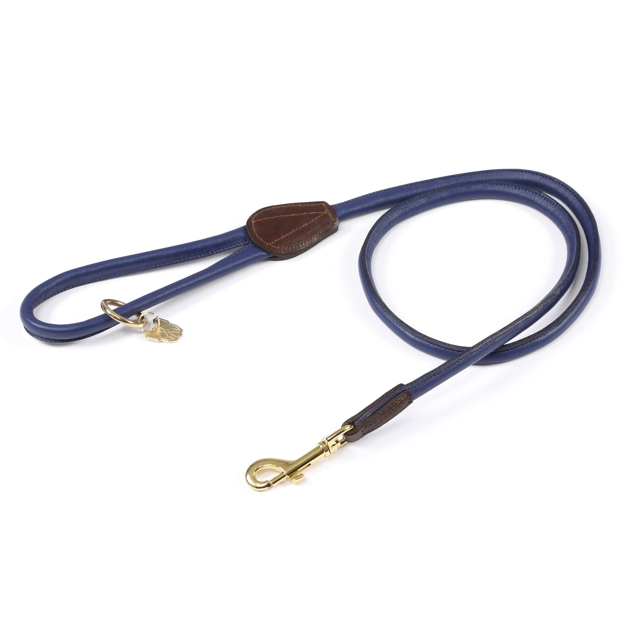 Shires Digby and Fox Rolled Leather Dog Lead - Navy