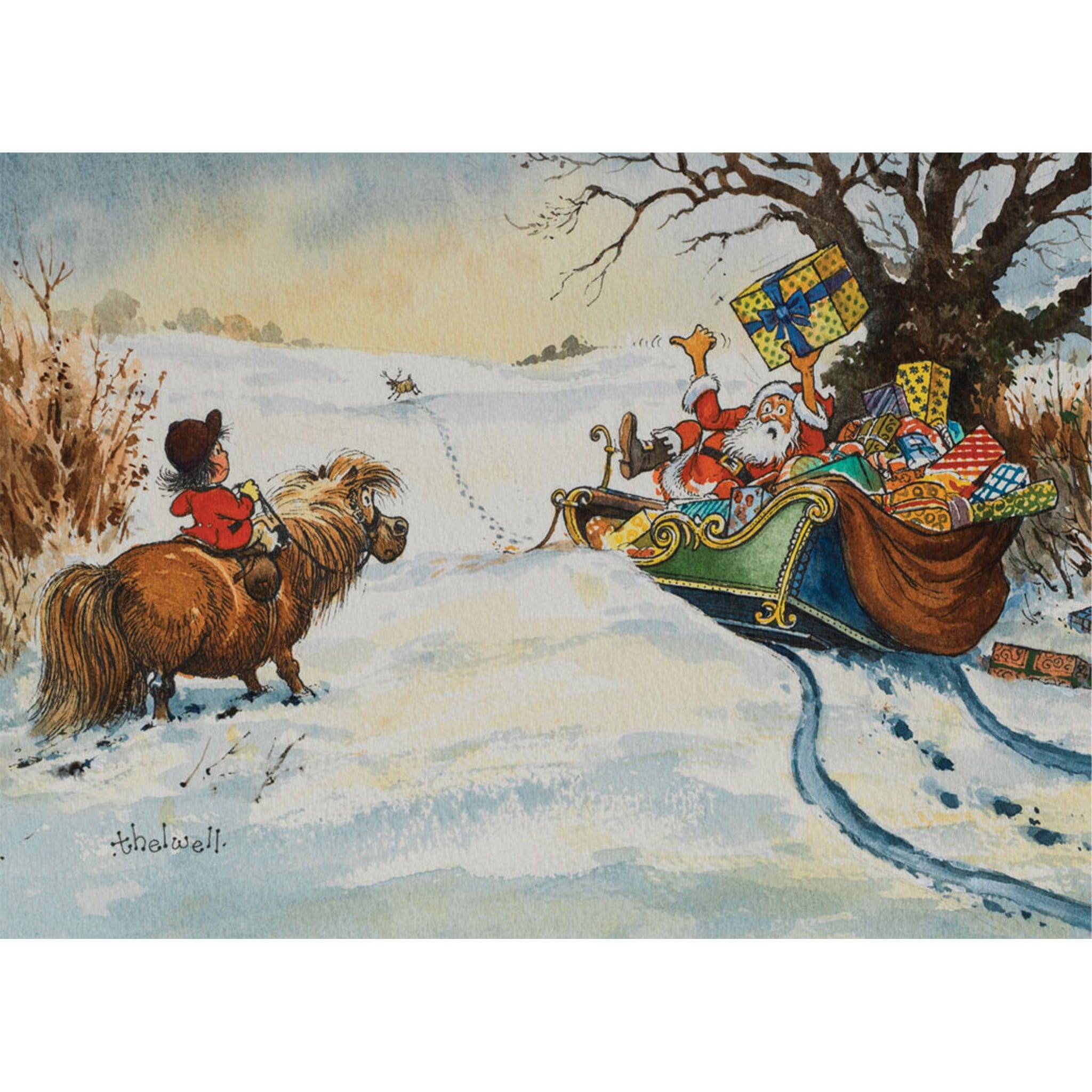 Thelwell Hitchhiker Christmas Card THELXMAS004
