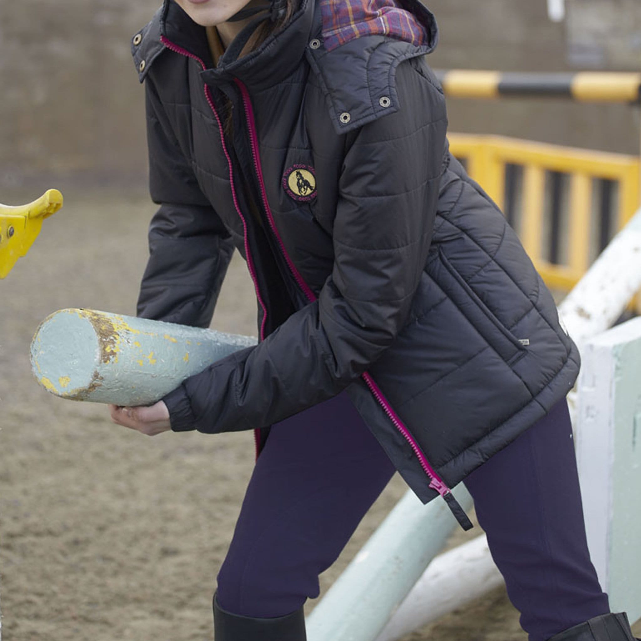 Toggi Showring Children's Classic Alos Knee Patch Jodhpurs Purple On Child With Jump