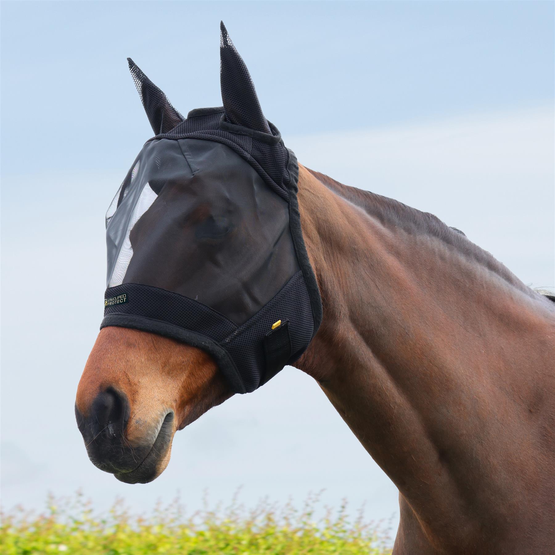 Hy Equestrian Armoured Protect Half Mask with Ears