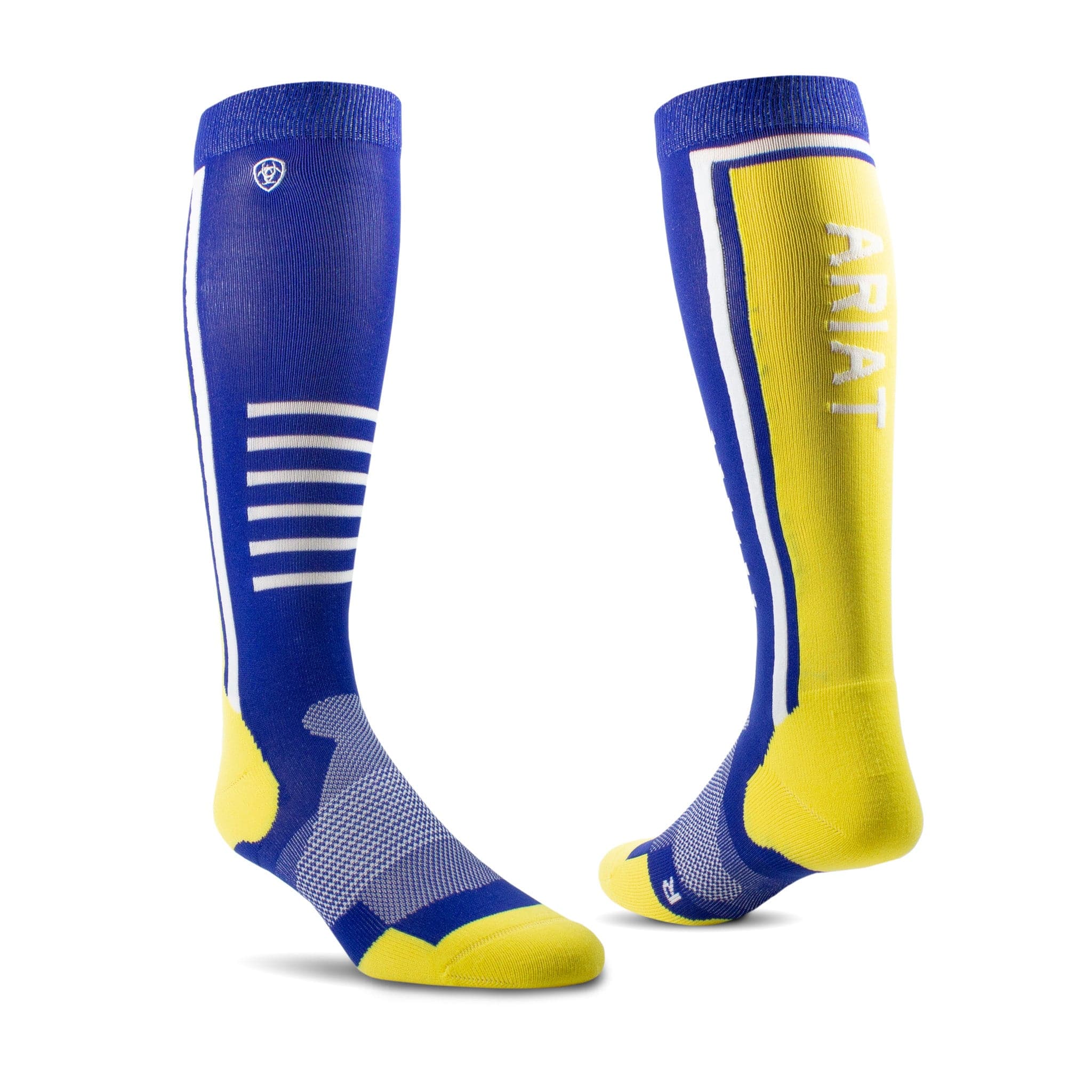 Ariat Tek Slimline Performance Socks Blue and Yellow 10043936