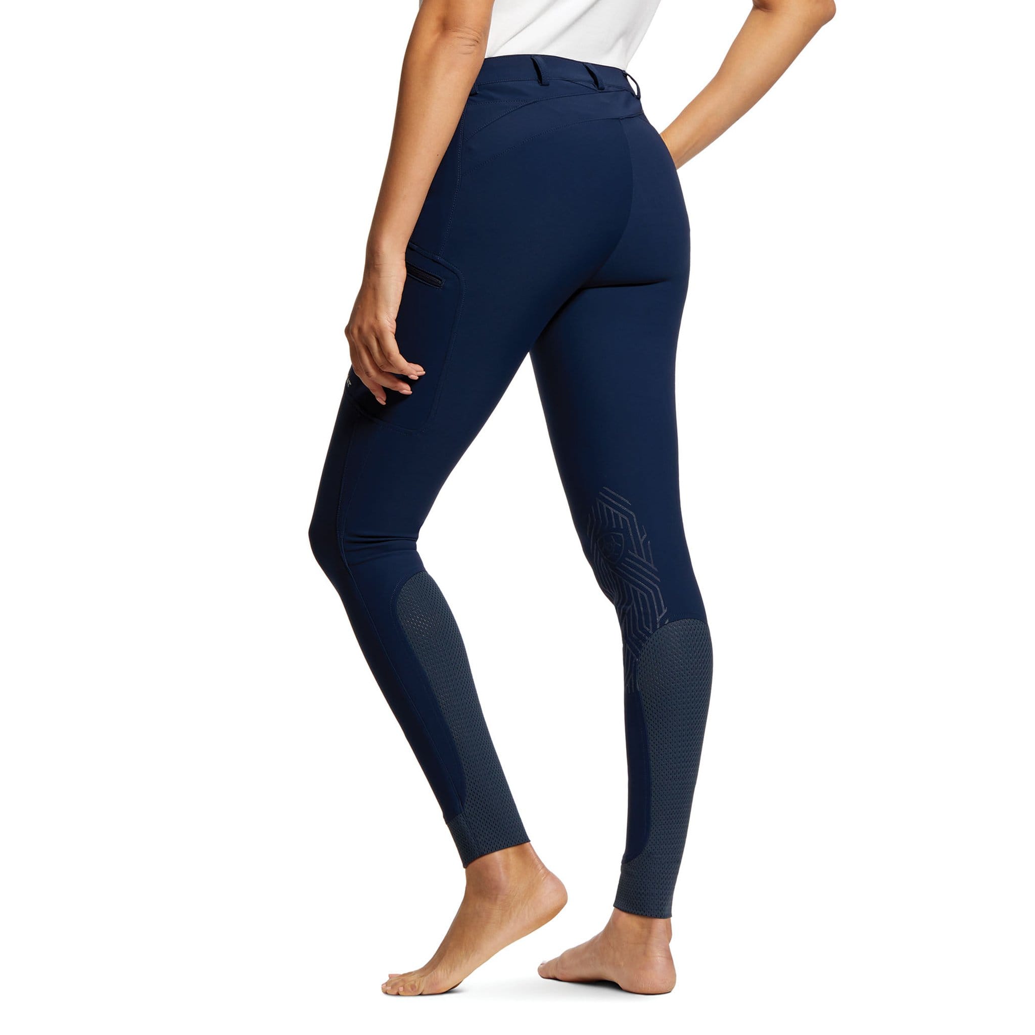 Ariat Triton Grip Silicone Knee Patch Breeches 10030538 Navy Back On Model