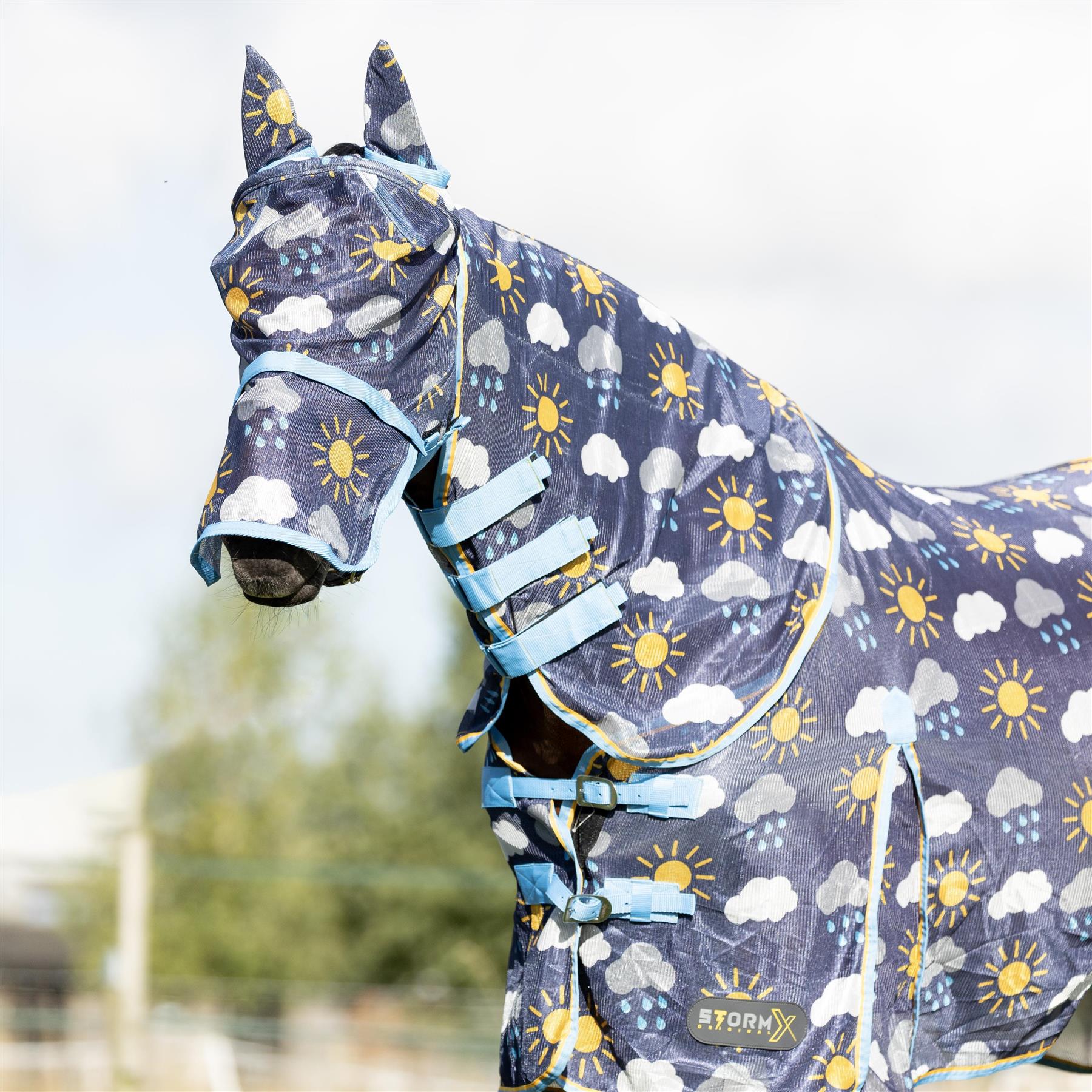 Hy Equestrian Come Rain or Shine Fly Mask with Ears and Detachable Nose