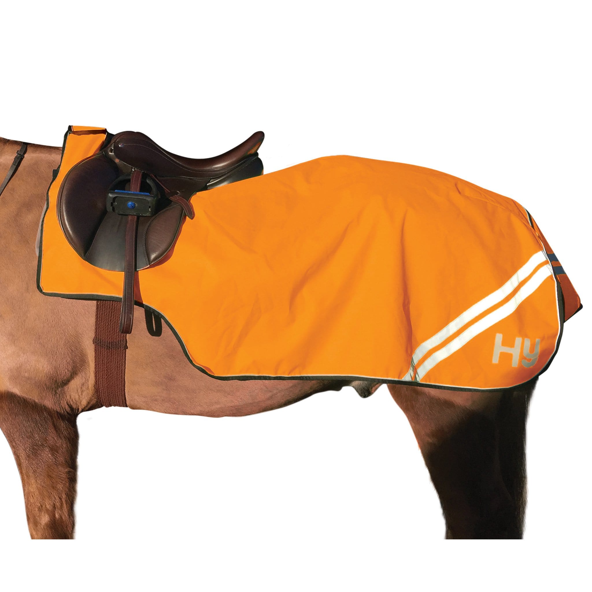 Hy Equestrian Reflector Hi Viz Exercise Sheet - Full - 4'9 (normal rug size 6'3 - 6'6) · Orange