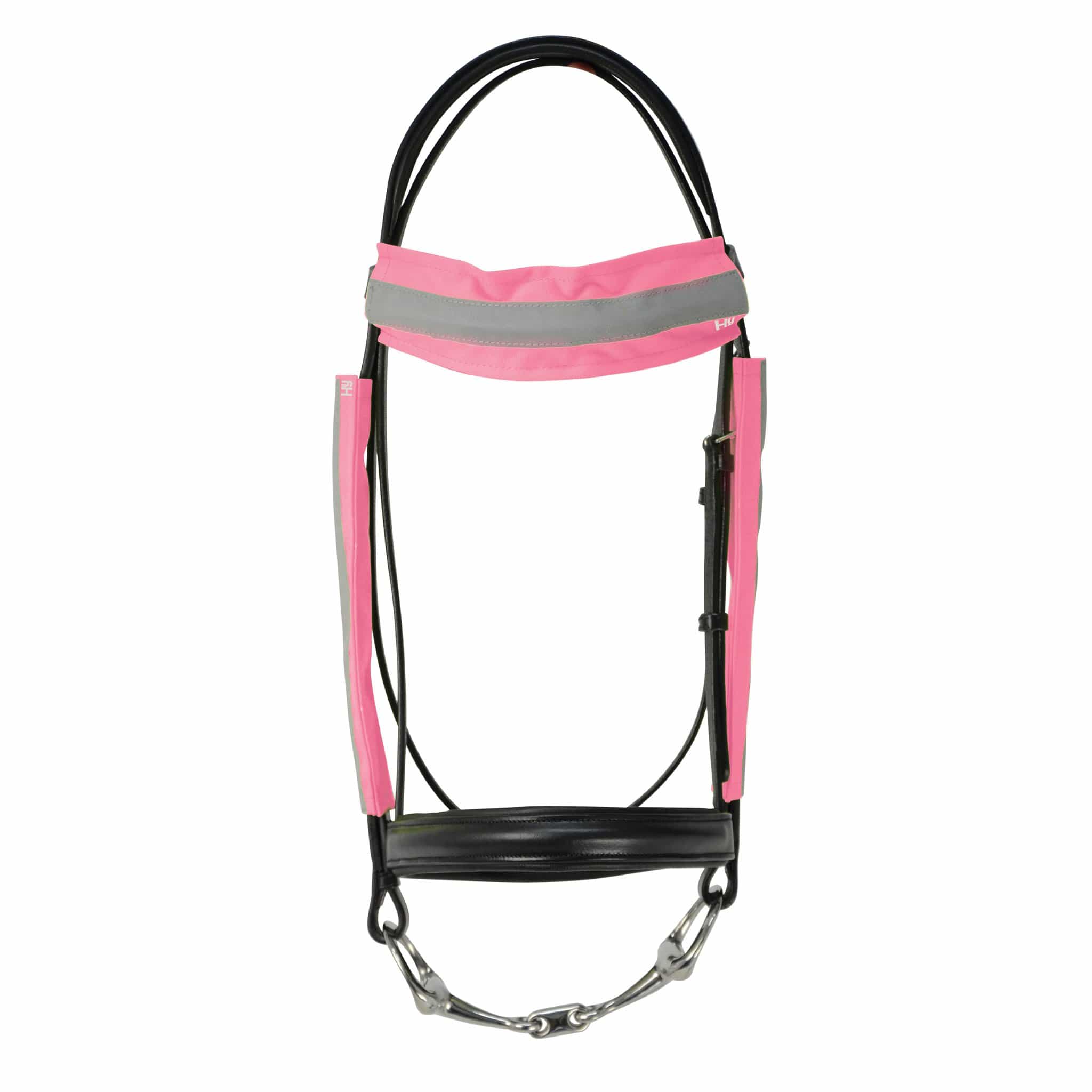 Hy Equestrian Reflector Hi Viz Bridle Bands - Pink