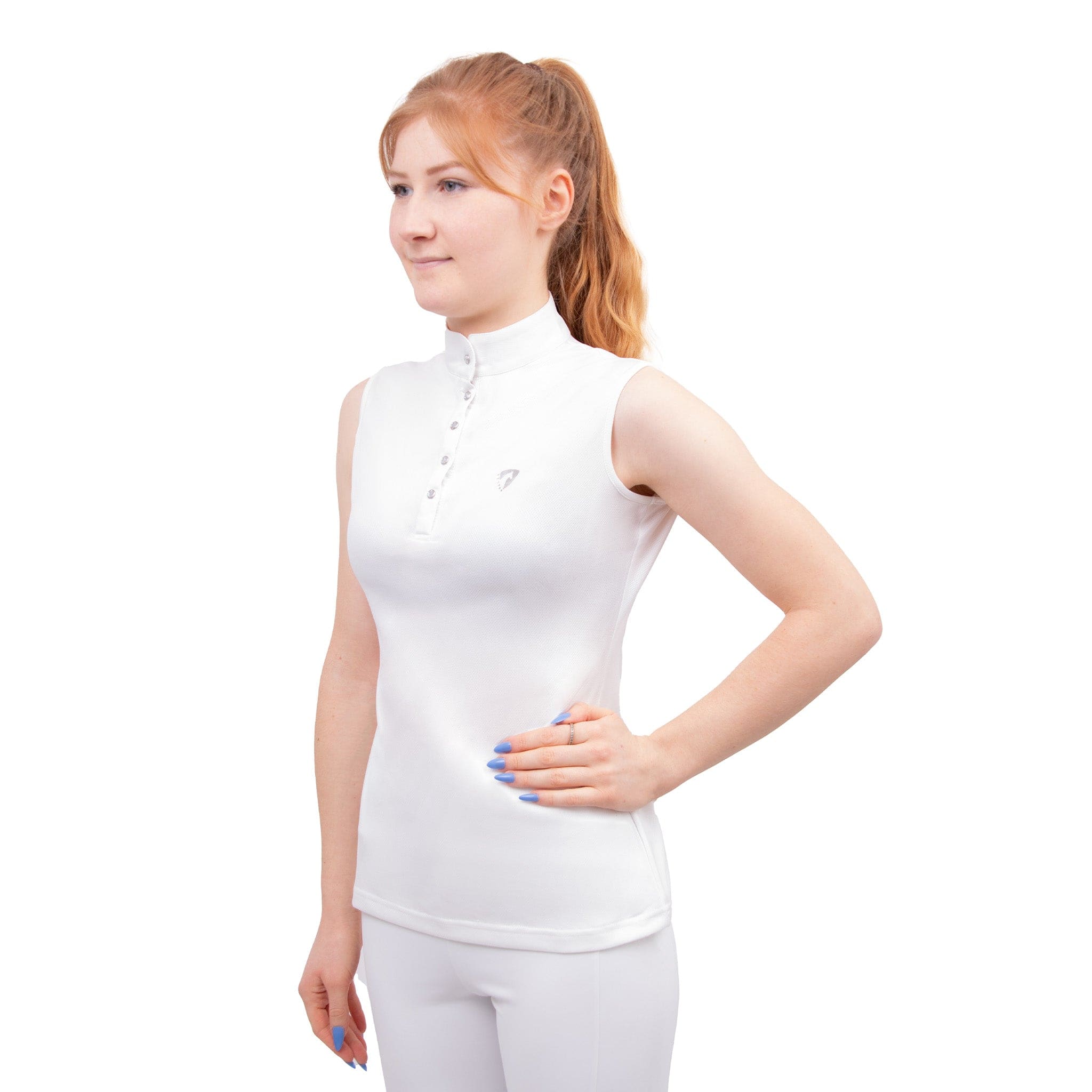 Hy Equestrian Sophia Sleeveless Show Shirt - UK 10 (S) · Pearl White