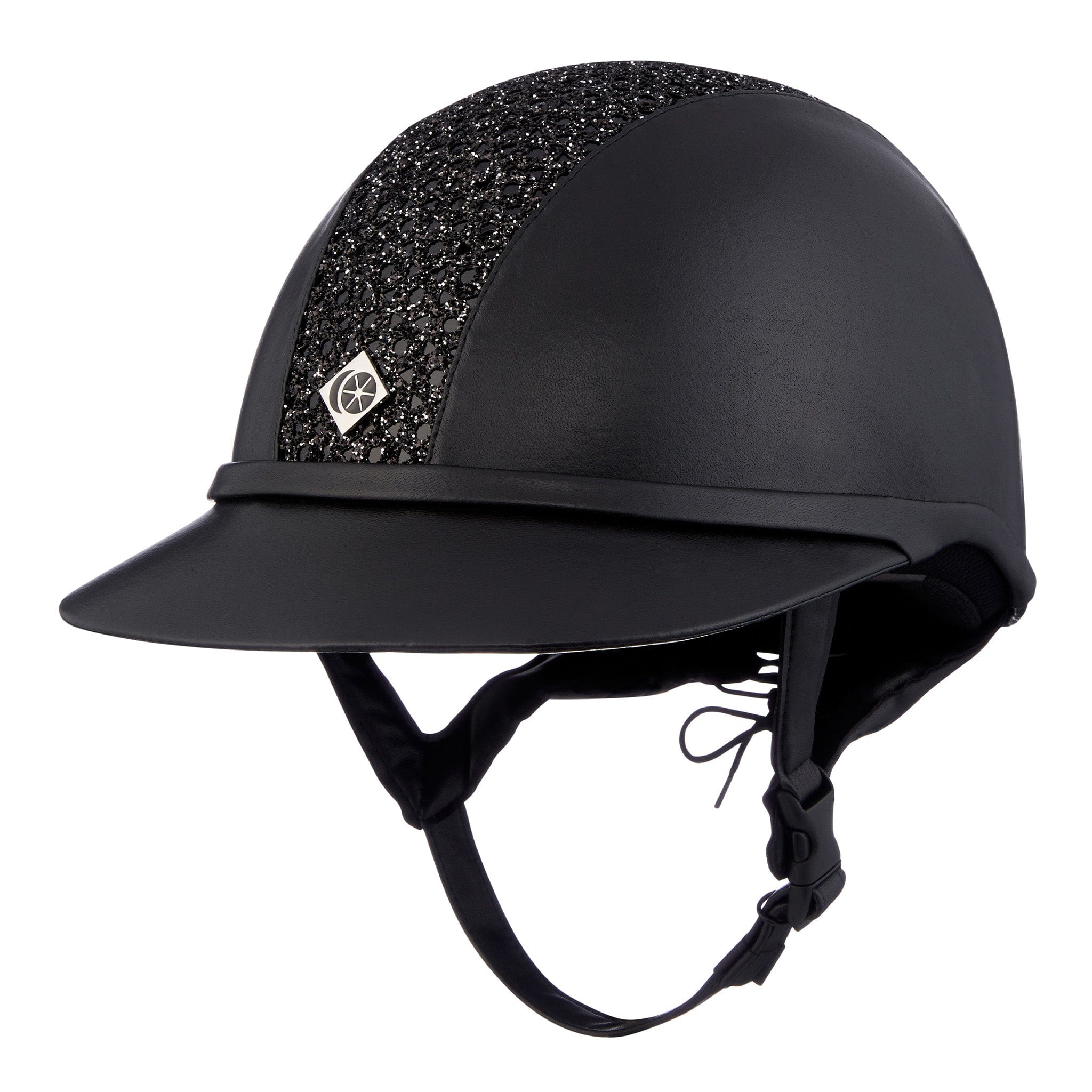 Charles Owen SP8 Plus Sparkly Leather Look Riding Hat Studio Black BBSLLSP8PLUS658