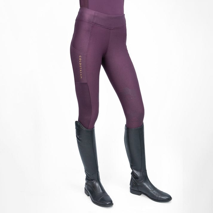 Coldstream Ednam Silicone Knee Patch Riding Tights - UK 6 - 8 · Mulberry Purple