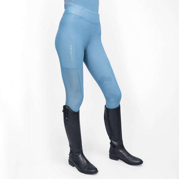 Coldstream Ednam Silicone Knee Patch Riding Tights - UK 14 - 16 · Slate Blue