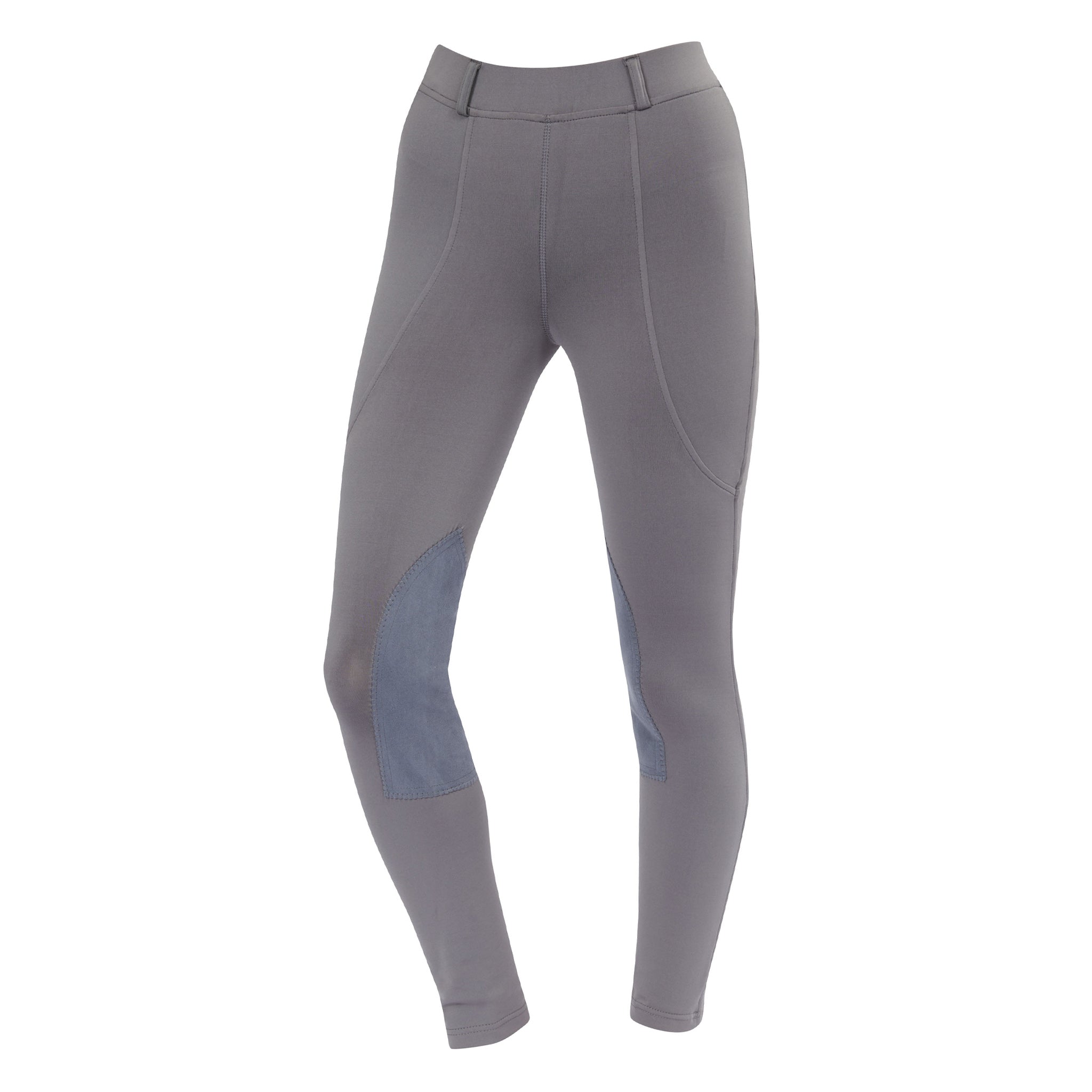 Dublin Children's Performance Flex Alos Knee Patch Riding Tights 591273 Grey Charcoal Front View