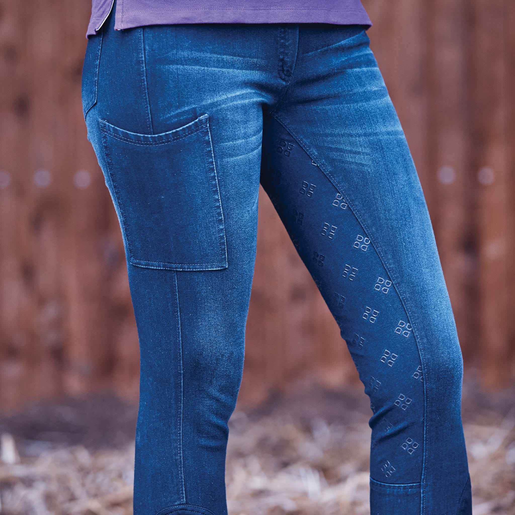 Dublin Shona Denim Print Silicone Full Seat Breeches