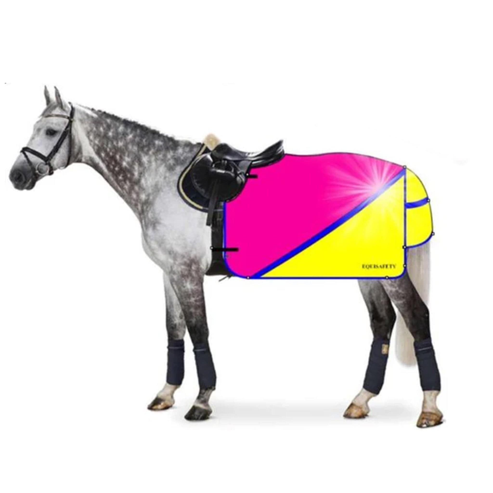 Equisafety Charlotte Dujardin Waterproof Hi Viz Exercise Sheet Pink and Yellow CD-MCQWS