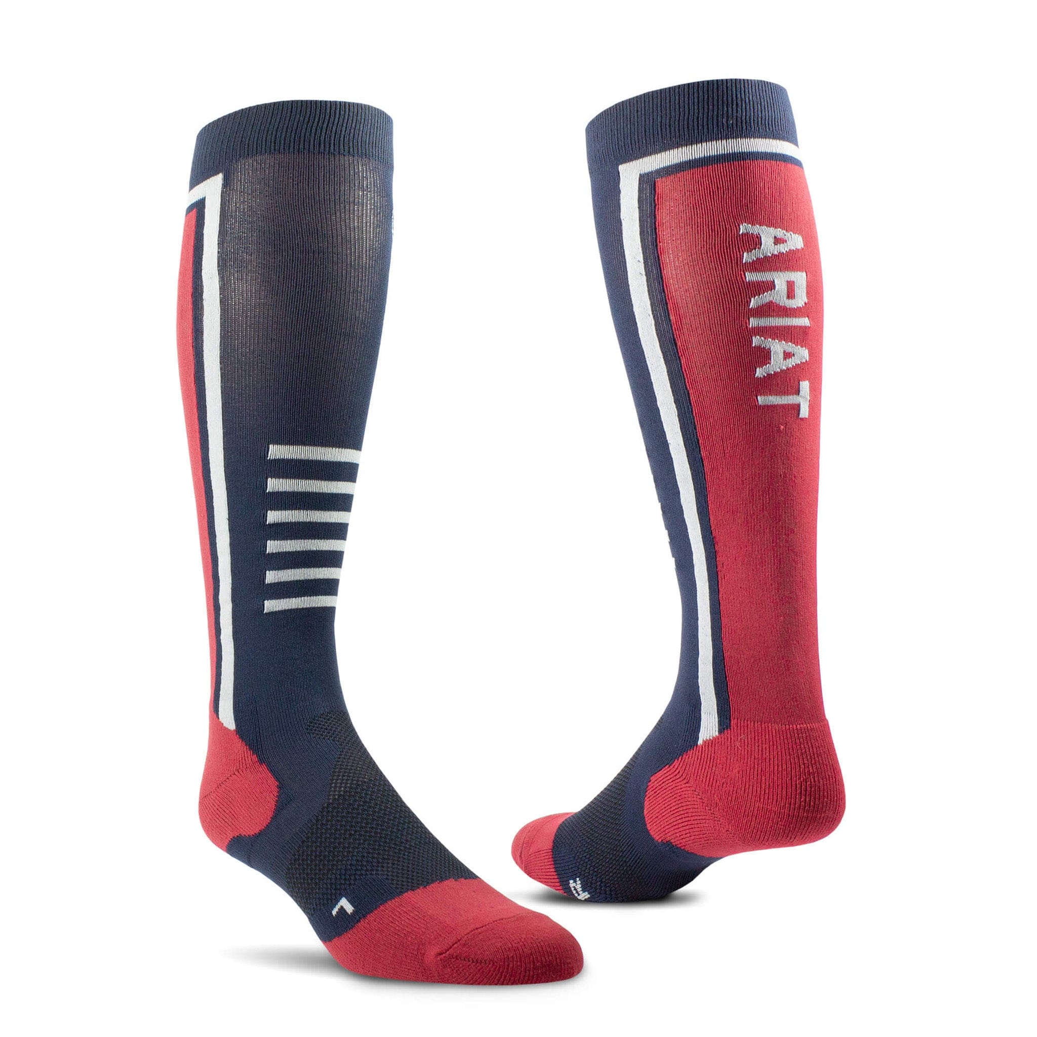 Ariat AriatTEK® Slimline Performance Riding Socks 10026144 Navy and Red Ghost