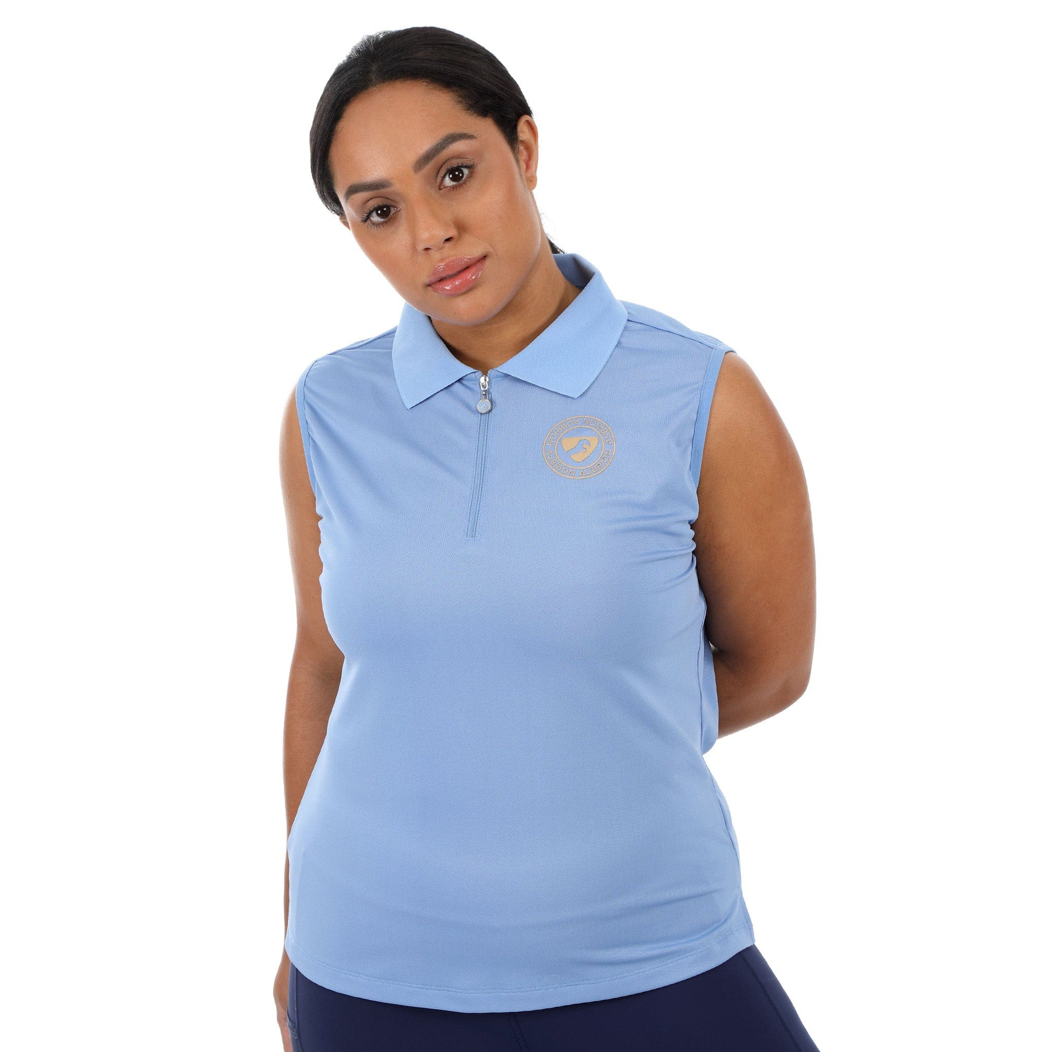 Aubrion Harrow Sleeveless Polo Shirt Blue