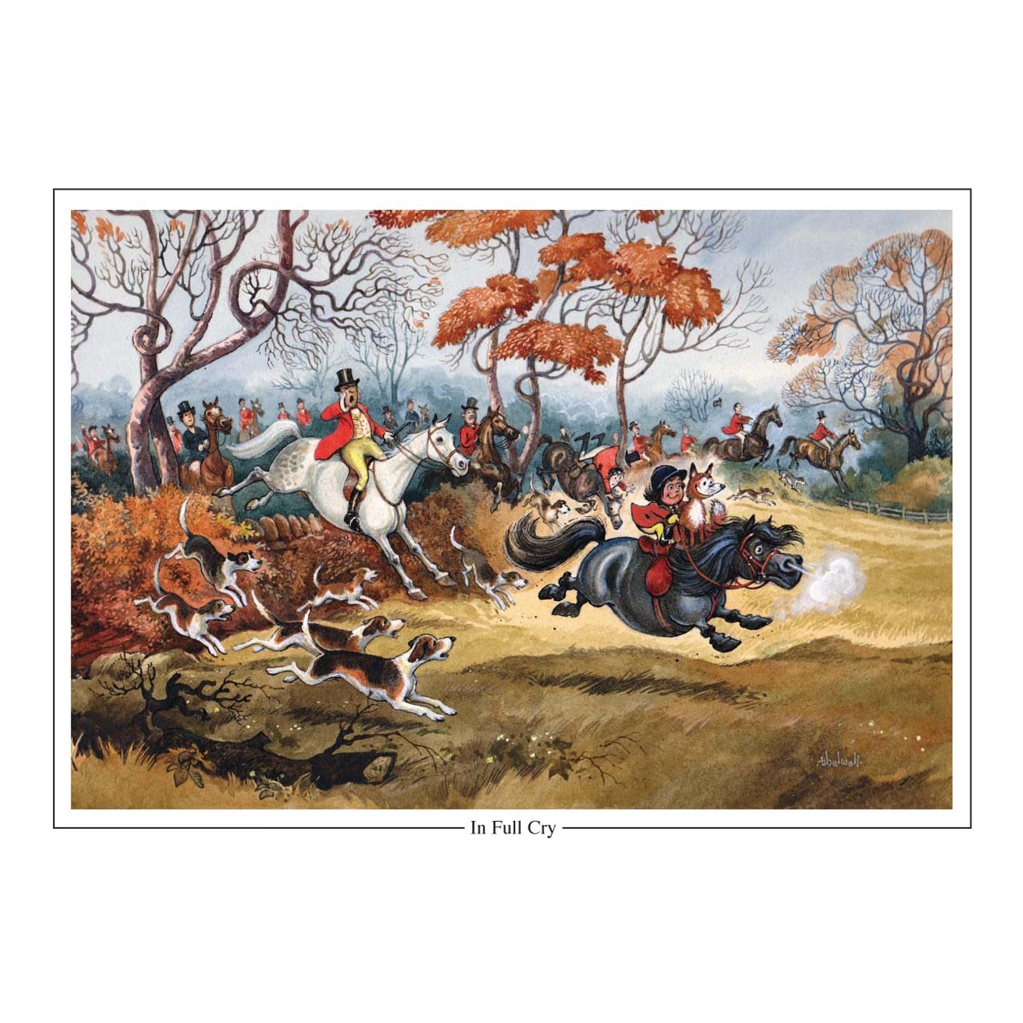 Thelwell In Full Cry Greeting Card THELFULL01
