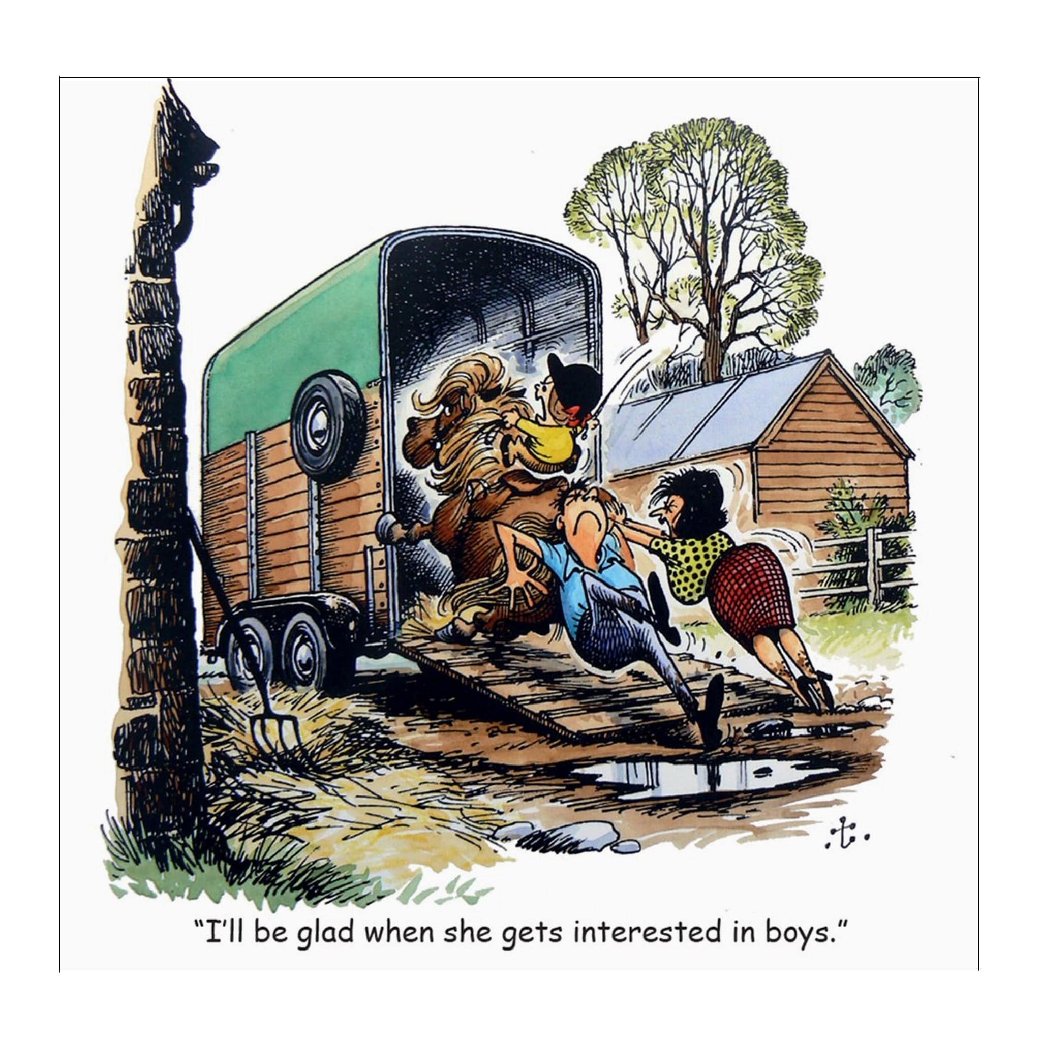 Thelwell Loading The Trailer Greeting Card THELPONYGC002