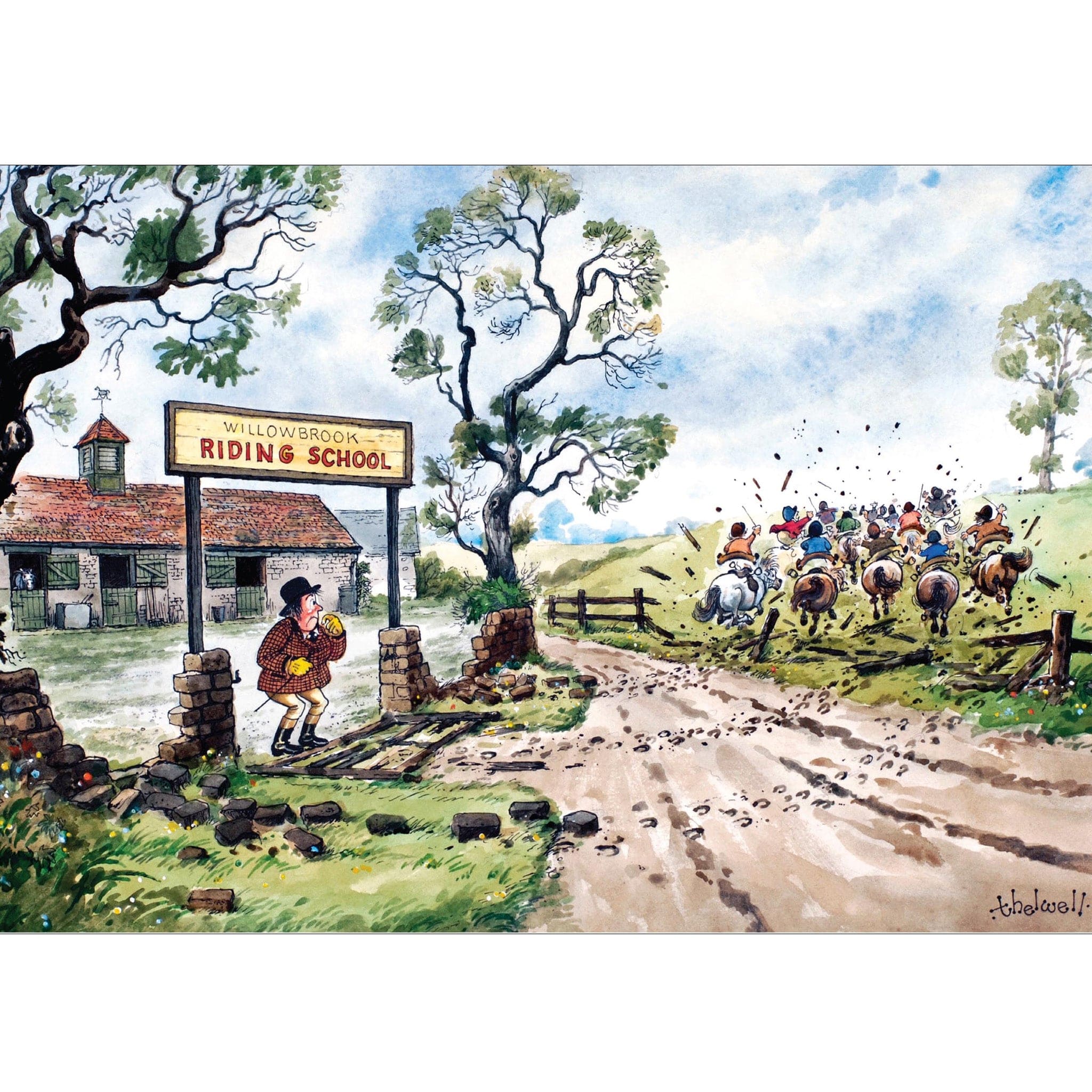 Thelwell Willowbrook Riding School Greeting Card THELWILLGC01