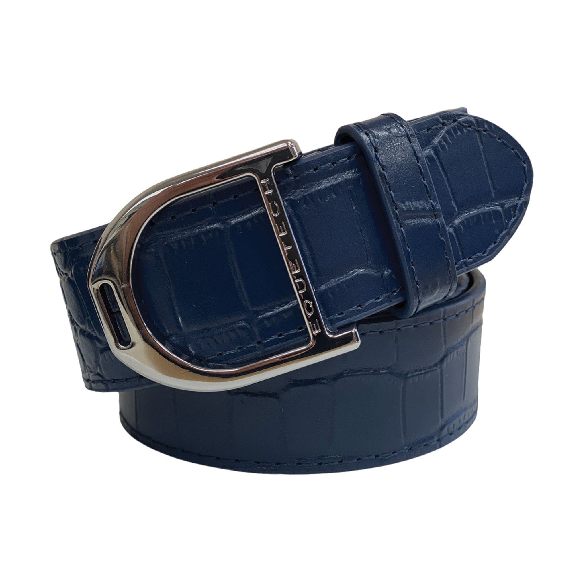 Equetech Stirrup Leather Belt - L (100cm) · Navy Snakeskin