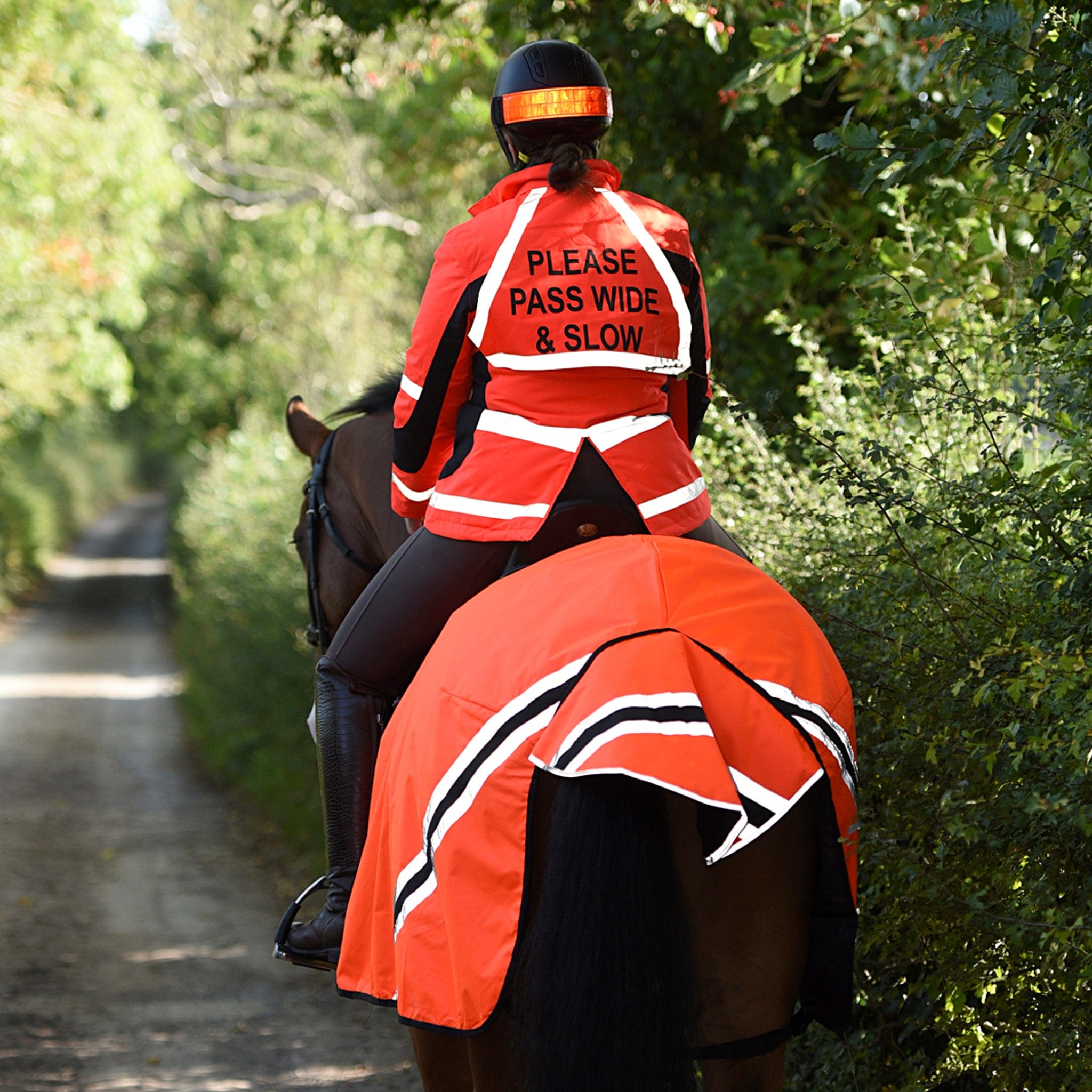 Equisafety Inverno Jacket INV Red Orange Back On Rider On Track