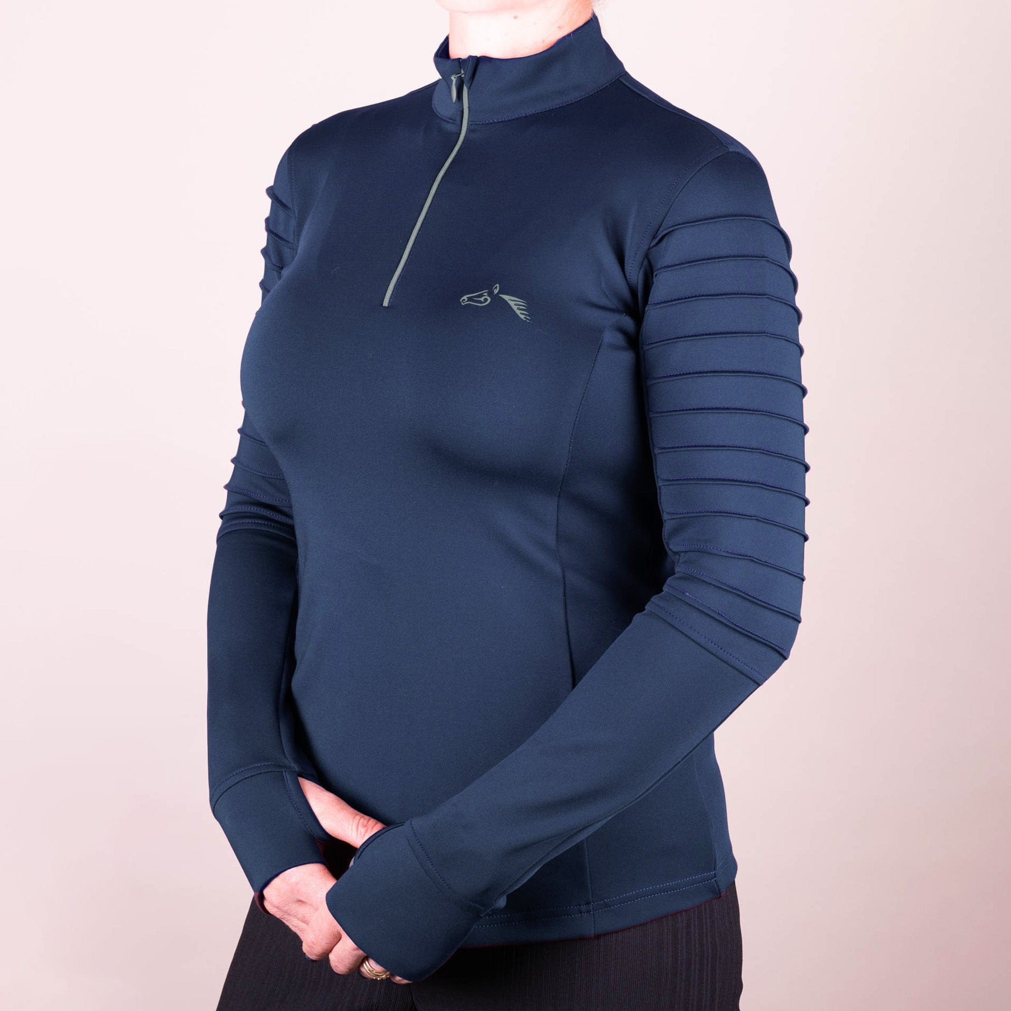 Gallop Sophia Long Sleeve Base Layer B161 Navy Front On Model