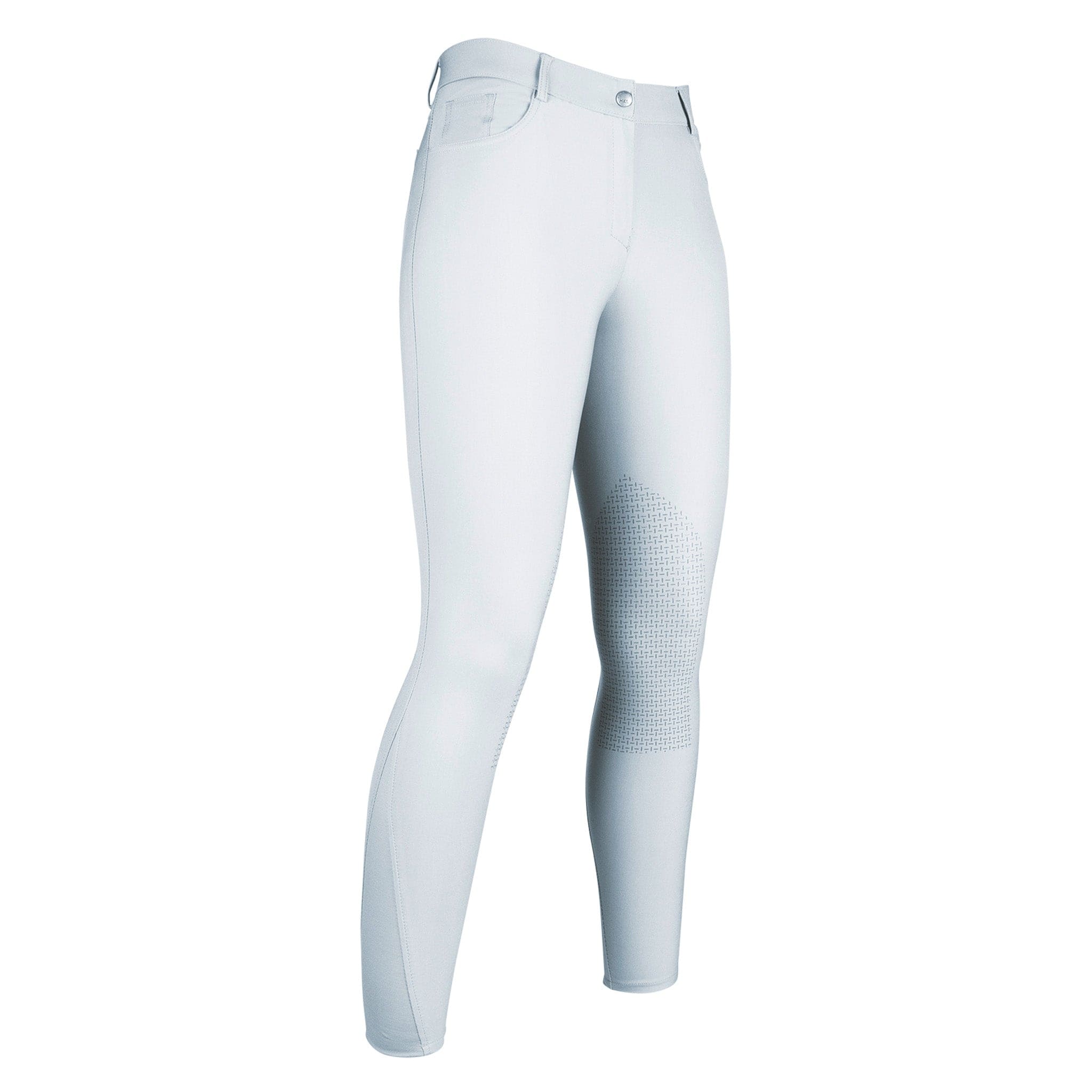 HKM Sunshine Competition Silicone Knee Patch Breeches 12803 White Front View