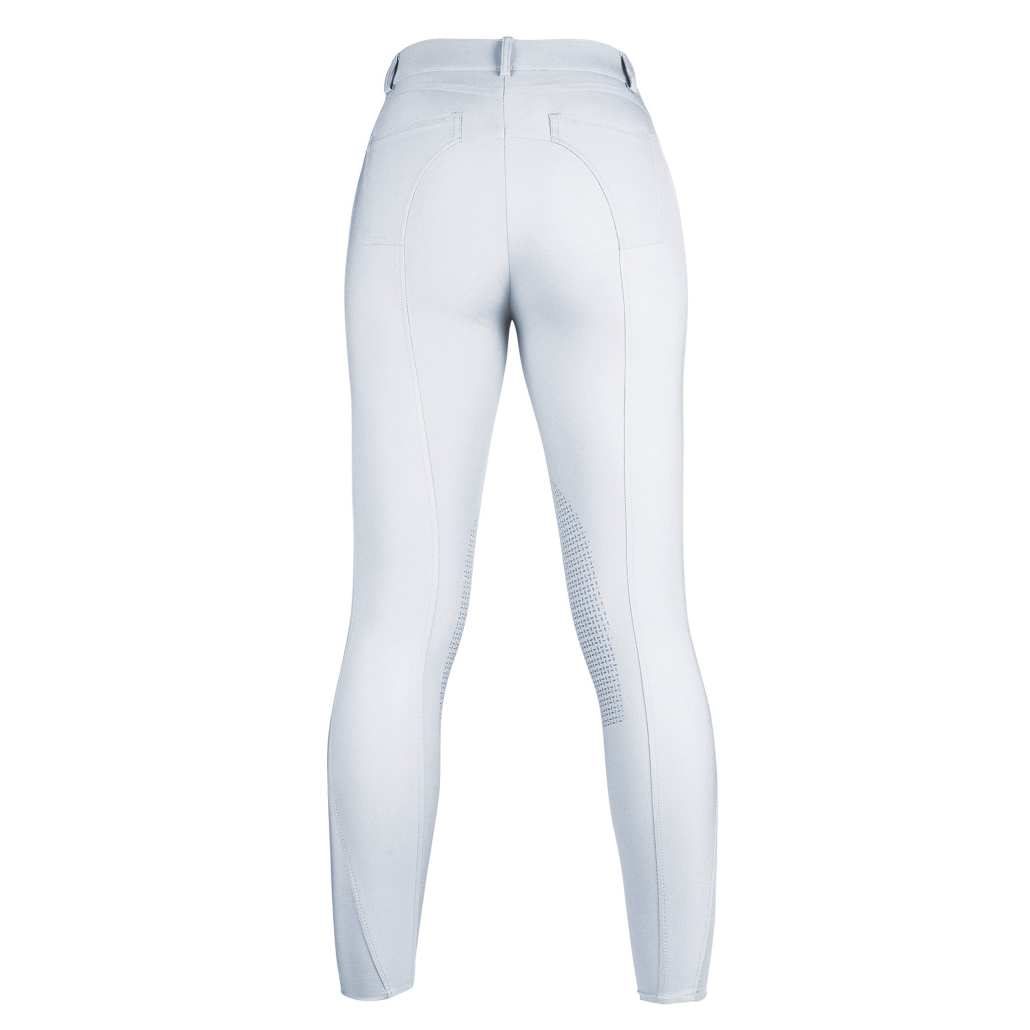 HKM Sunshine Competition Silicone Knee Patch Breeches 12803 White Back View