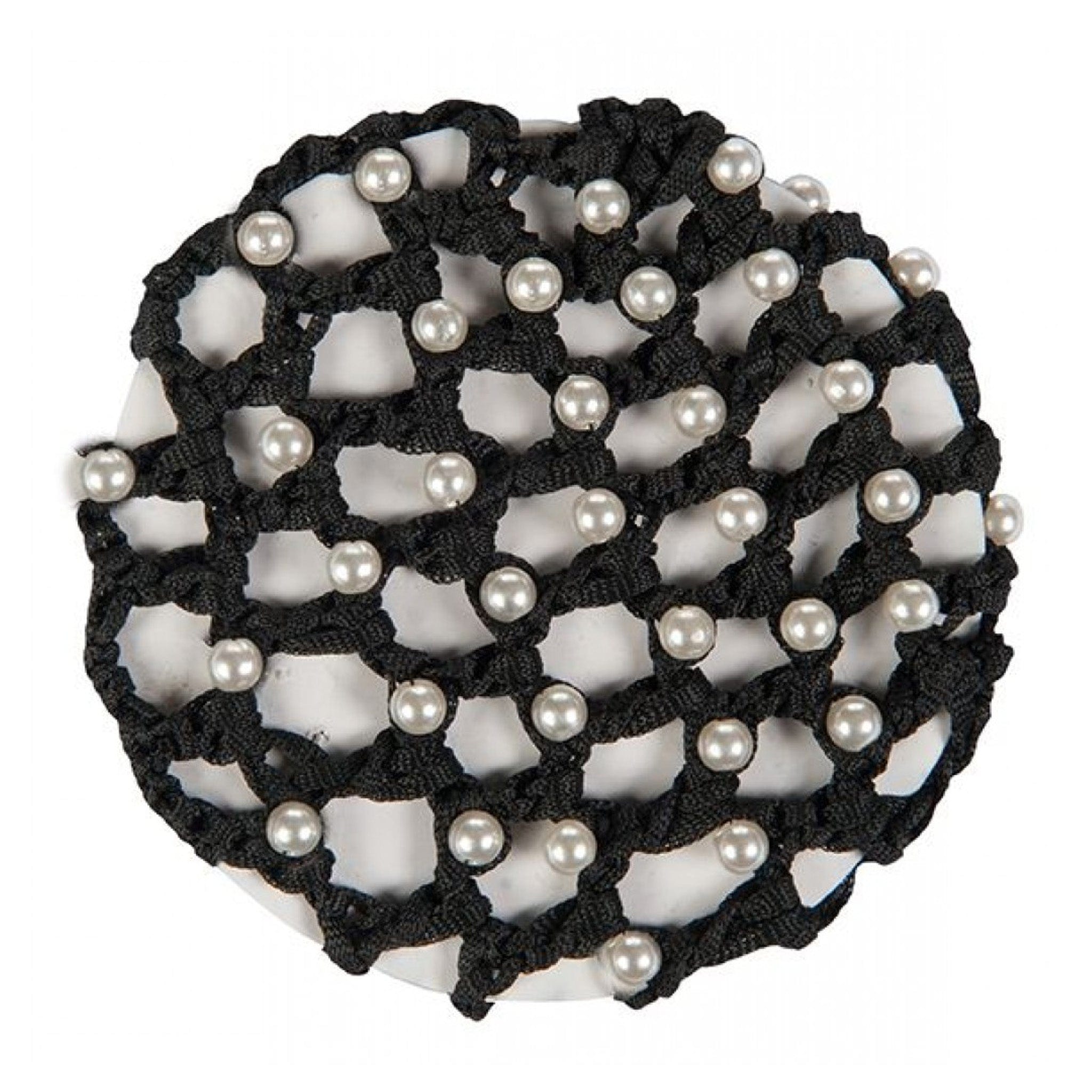 HKM Hair Net With Imitation Pearls 11395 Black With White Pearls