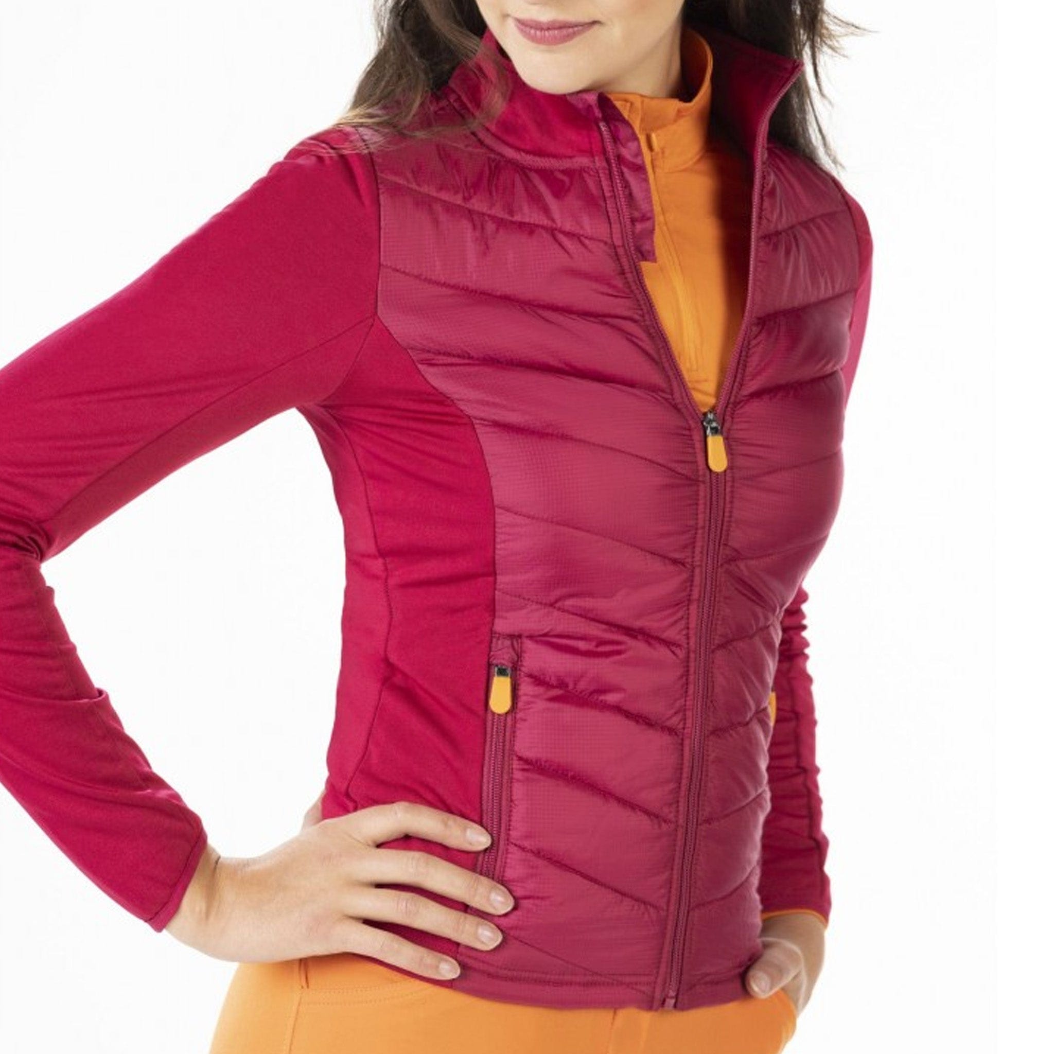 HKM Children's Style Prag Jacket 11315 Cranberry Red Front View On Model