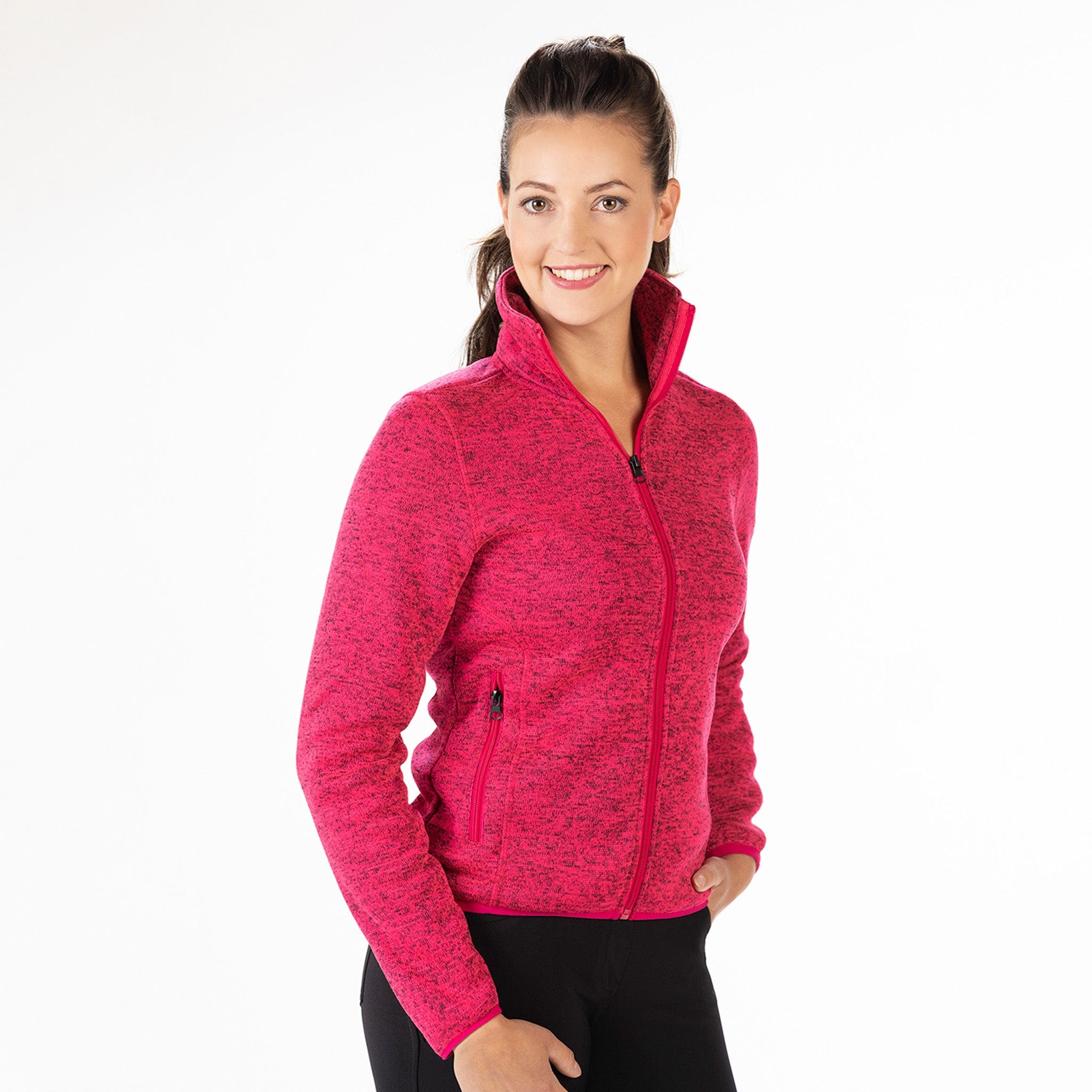 HKM Ivy Fleece Jacket 13232 Pink Front On Model