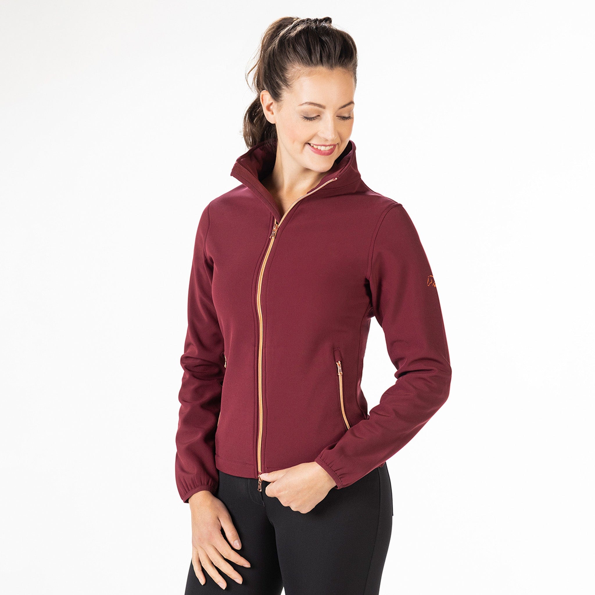HKM Lily Softshell Jacket 13249 Wine Red Front On Model