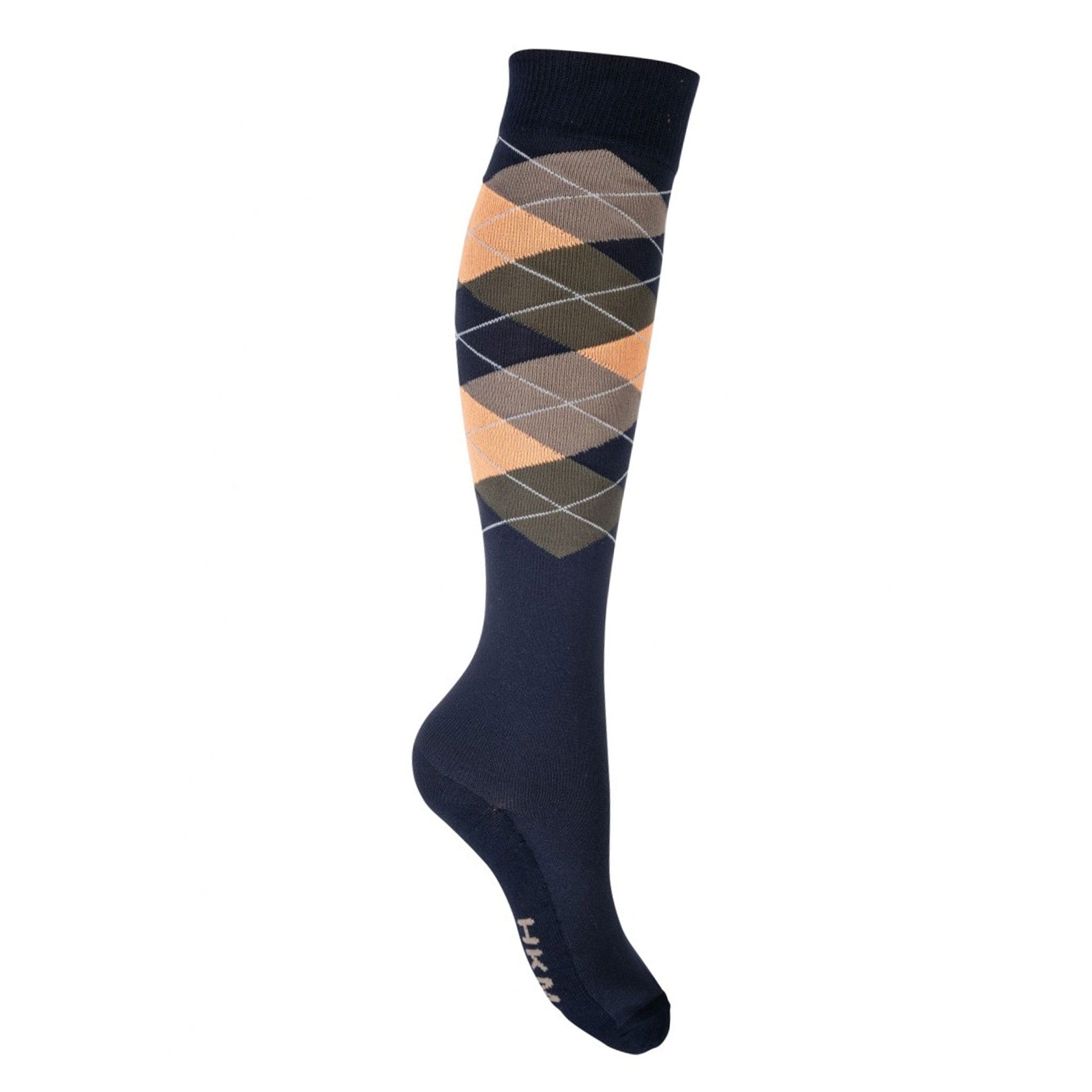 Hkm Check Classico Riding Socks - 30-34 · Dark Blue and Orange