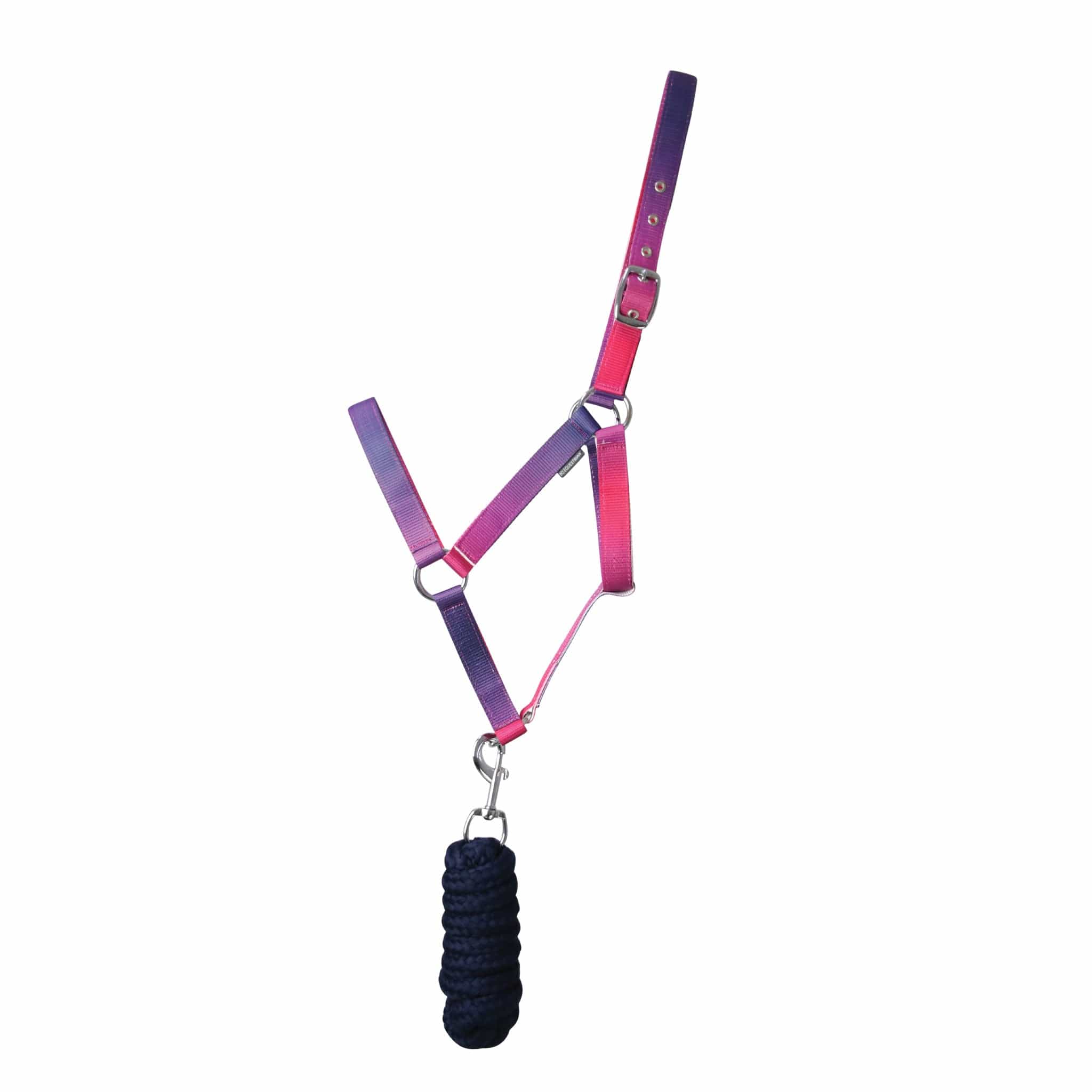 Hy Equestrian Ombre Headcollar and Lead Rope - Pony · Pink Purple and Navy