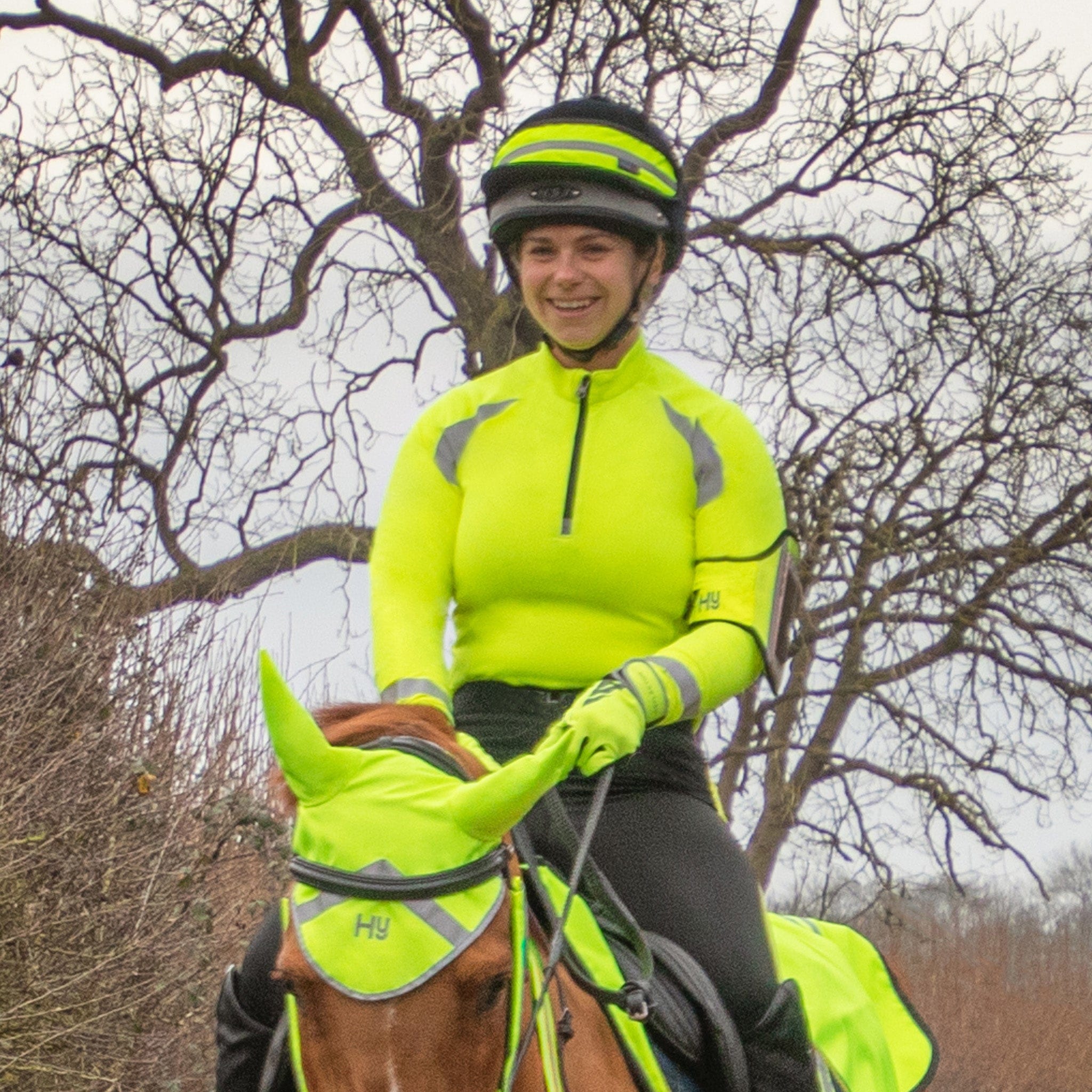 Hy Equestrian Hi Viz Hat Band - Yellow and Navy