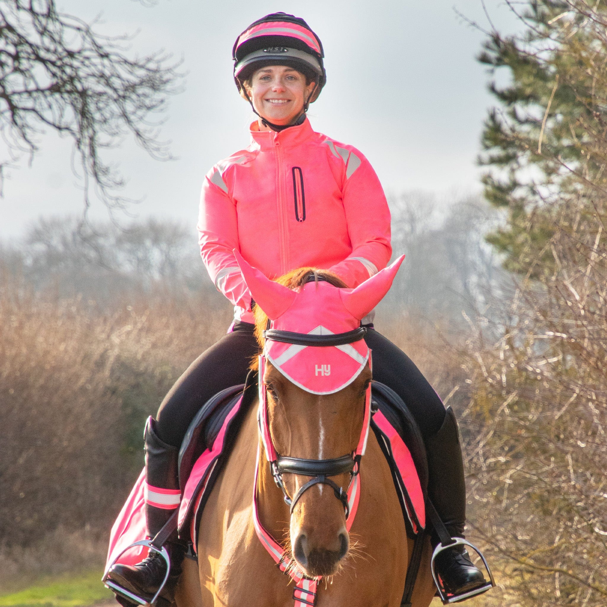 Hy Equestrian Reflector Hi Viz Jacket - UK 10 · Pink