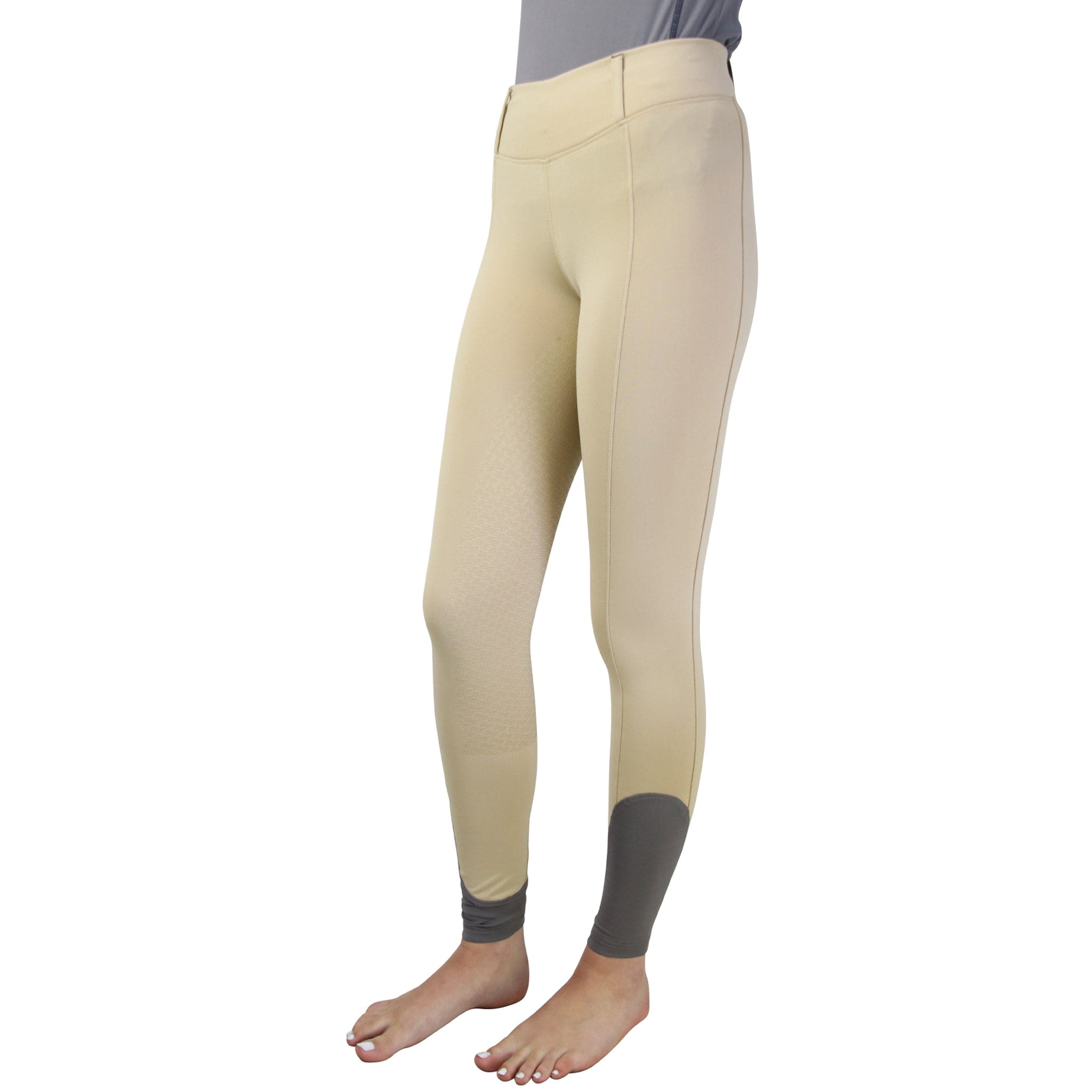 Hy Sport Active Full Seat Riding Tights - UK 10 - 12 · Beige and Pencil Point Grey